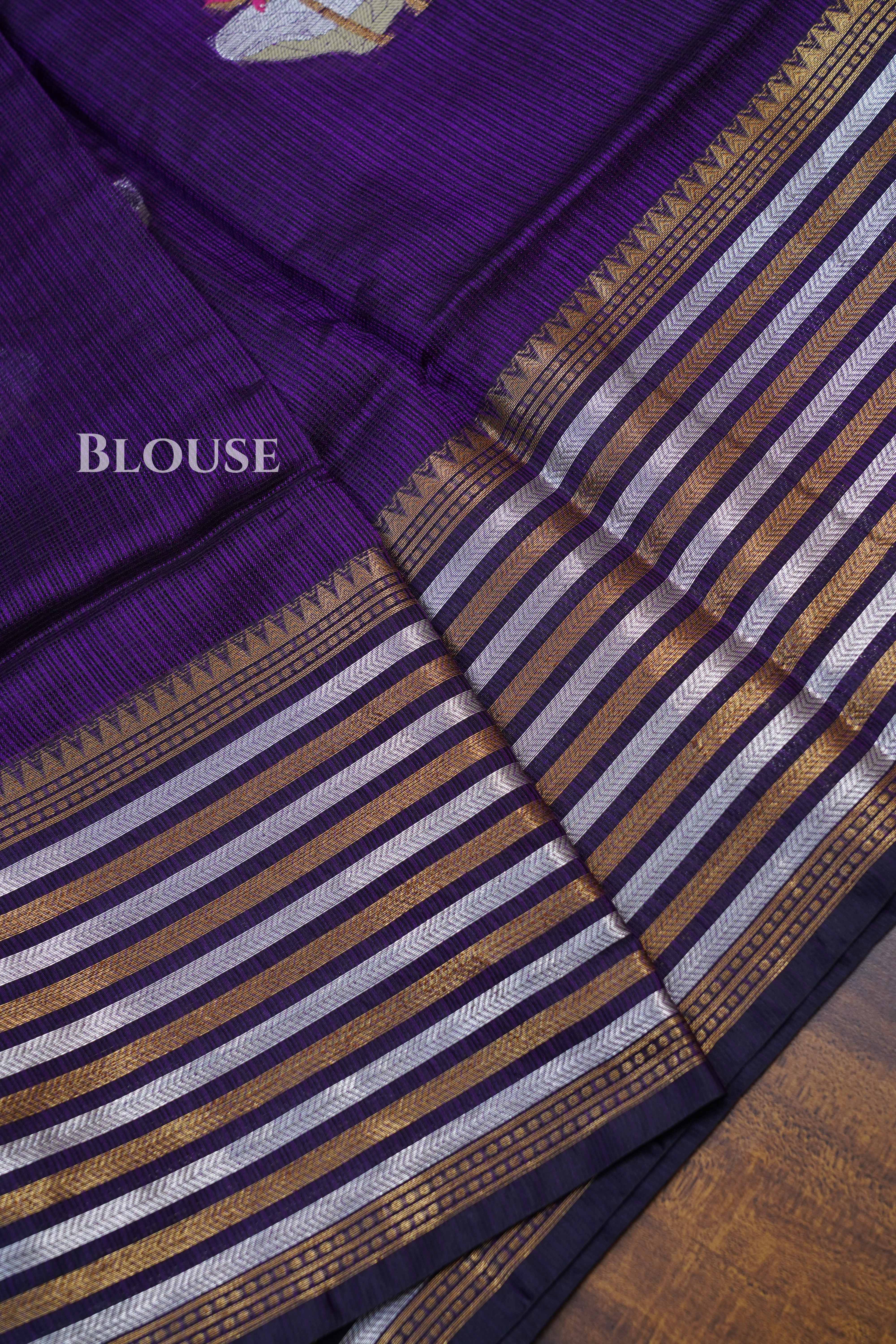 Purple Pure Kota Silk Saree.