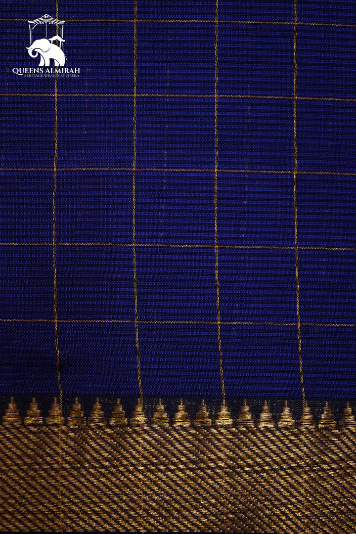 ROYAL PURPLE WITH CHECKS MANGALGIRI SARE - Queens Jewel Emporium