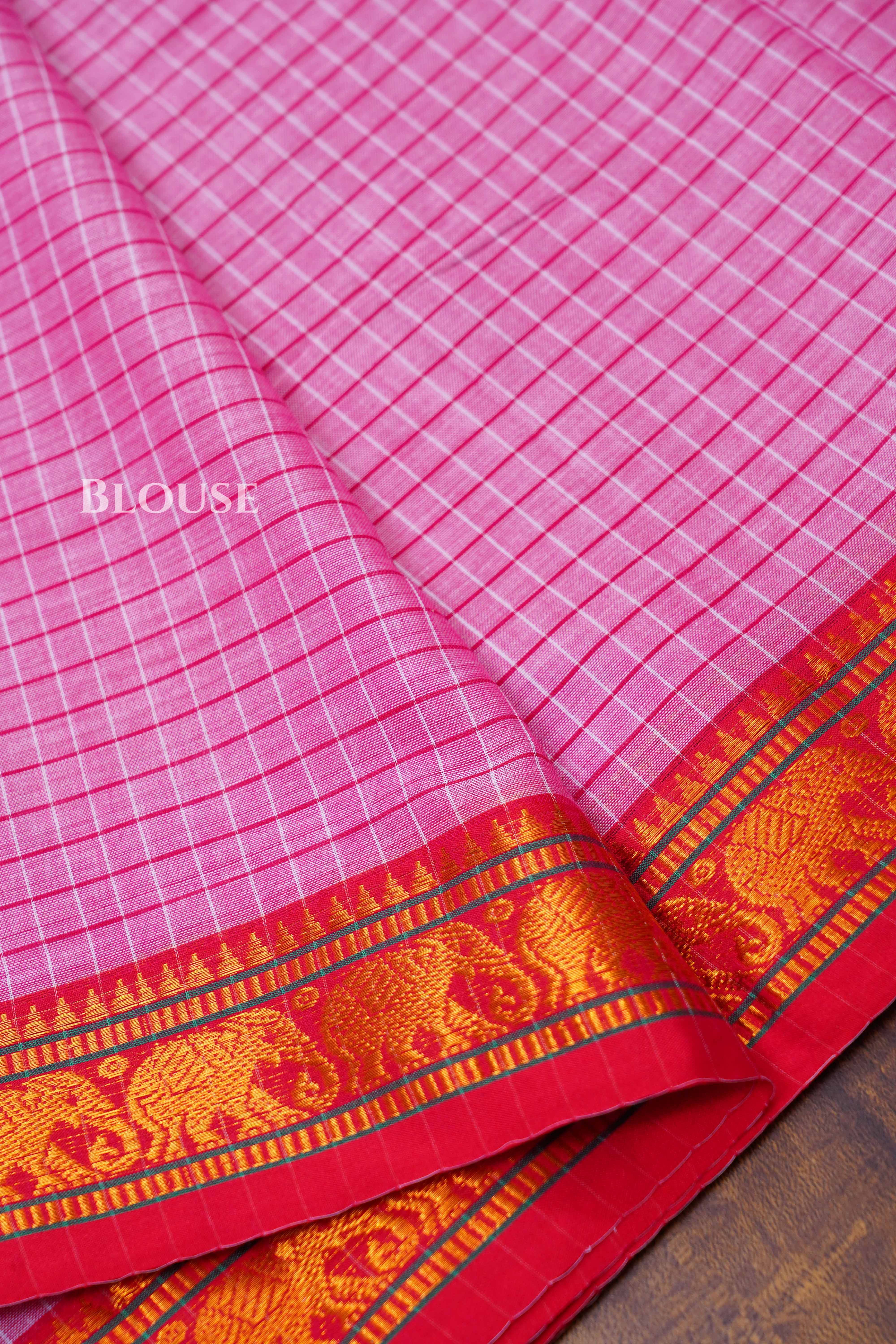 Cranberry Pink Narayanpet Cotton Saree