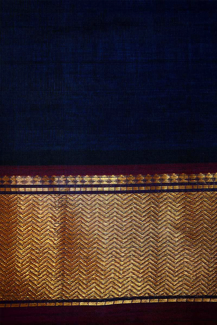 PURE KANCHI SILK COTTON - RASPBERRY PINK WITH ROYAL  BLUE - Queens Jewel Emporium