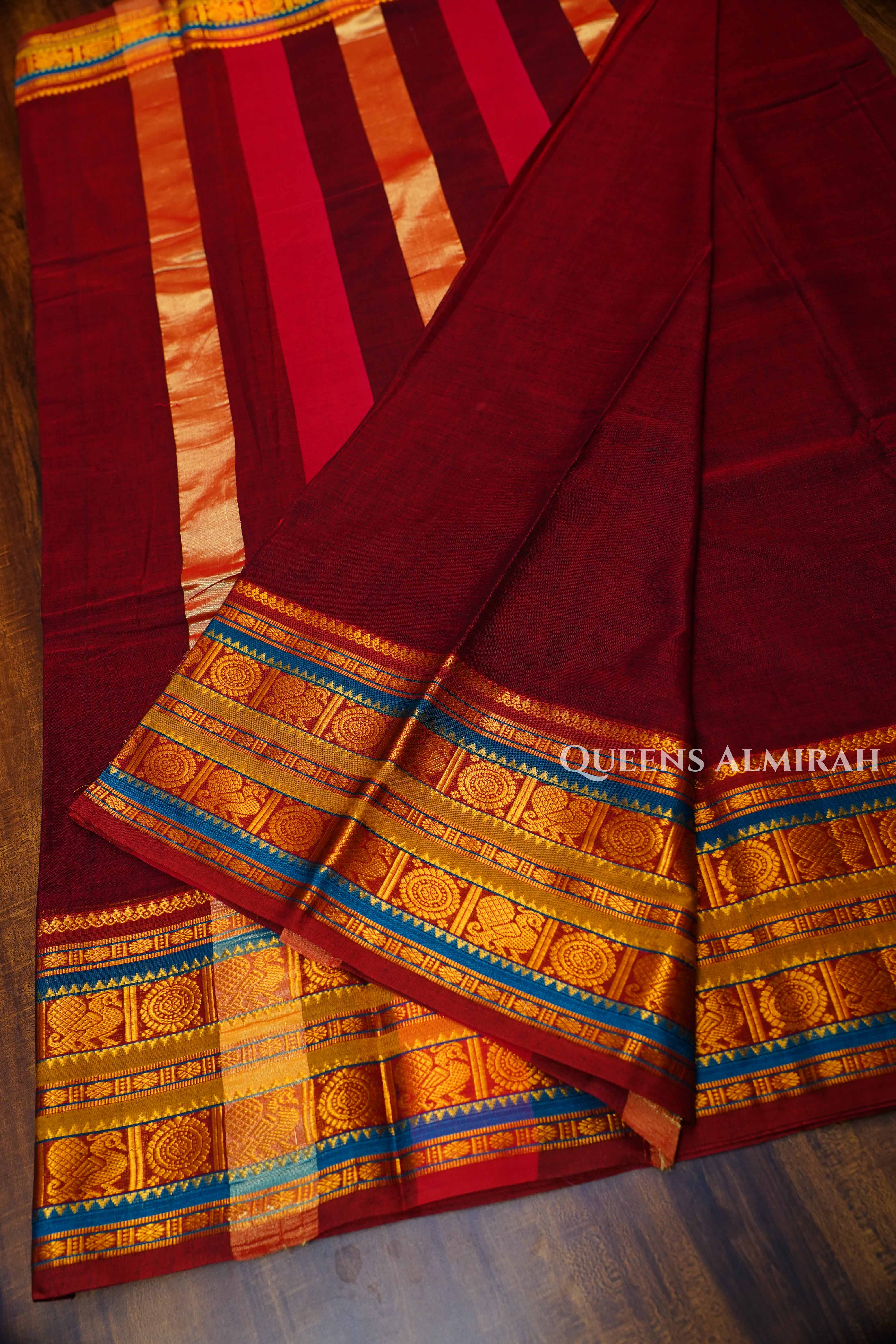 Maroon Narayanpet Cotton Saree