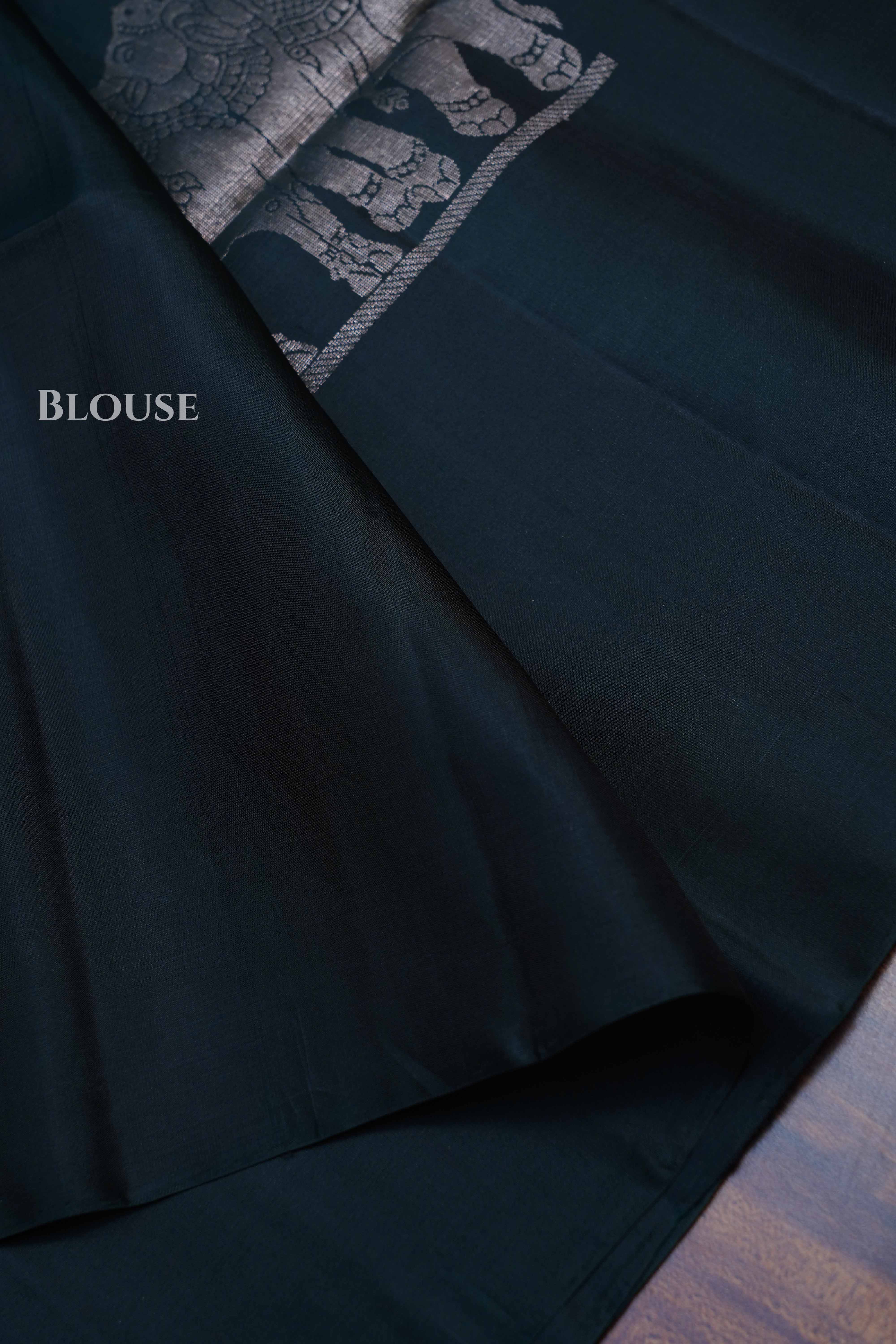 Dark Green Pure Soft Silk Saree
