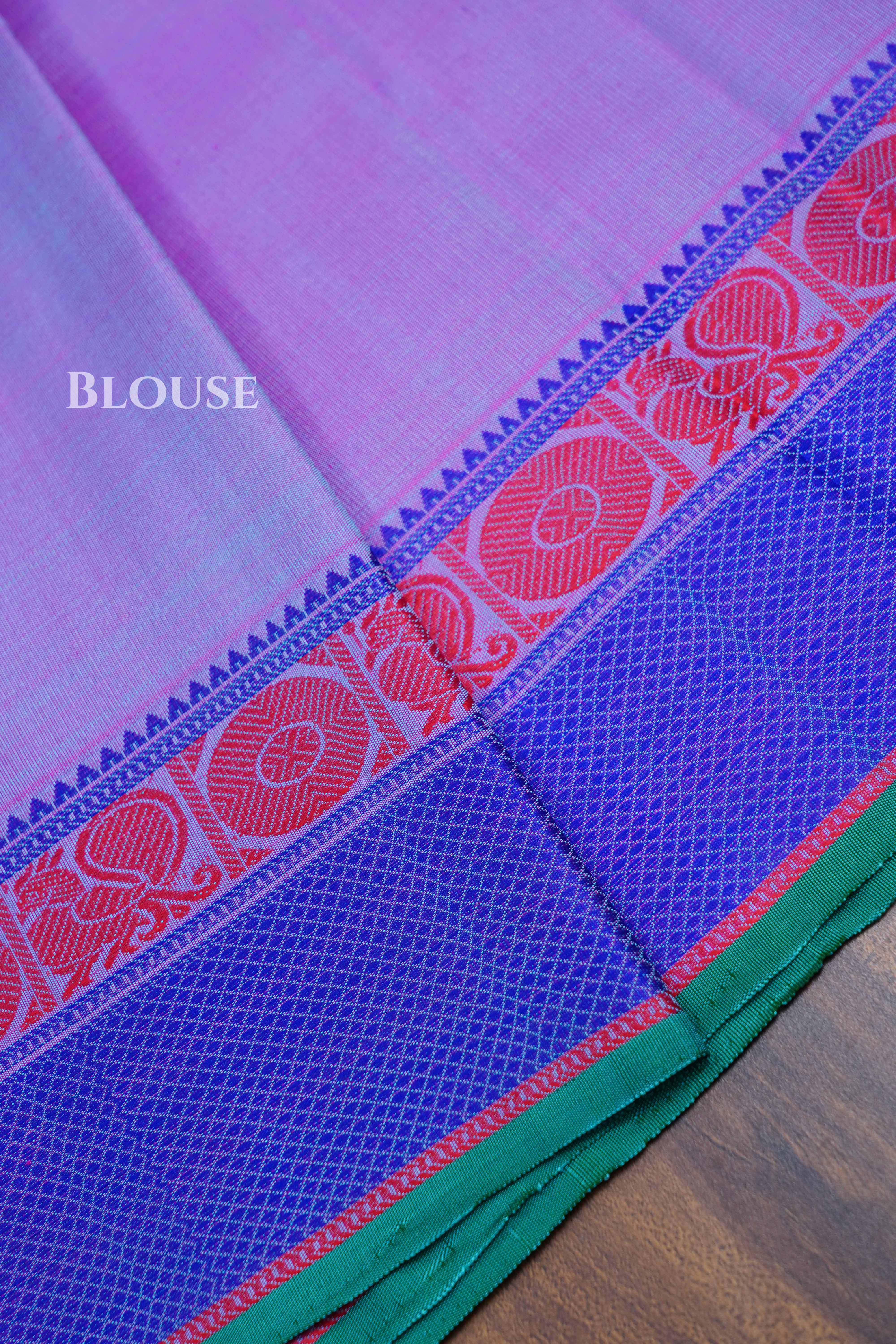 Duale Shade Of Blue Pure Kanchivaram Silk Saree