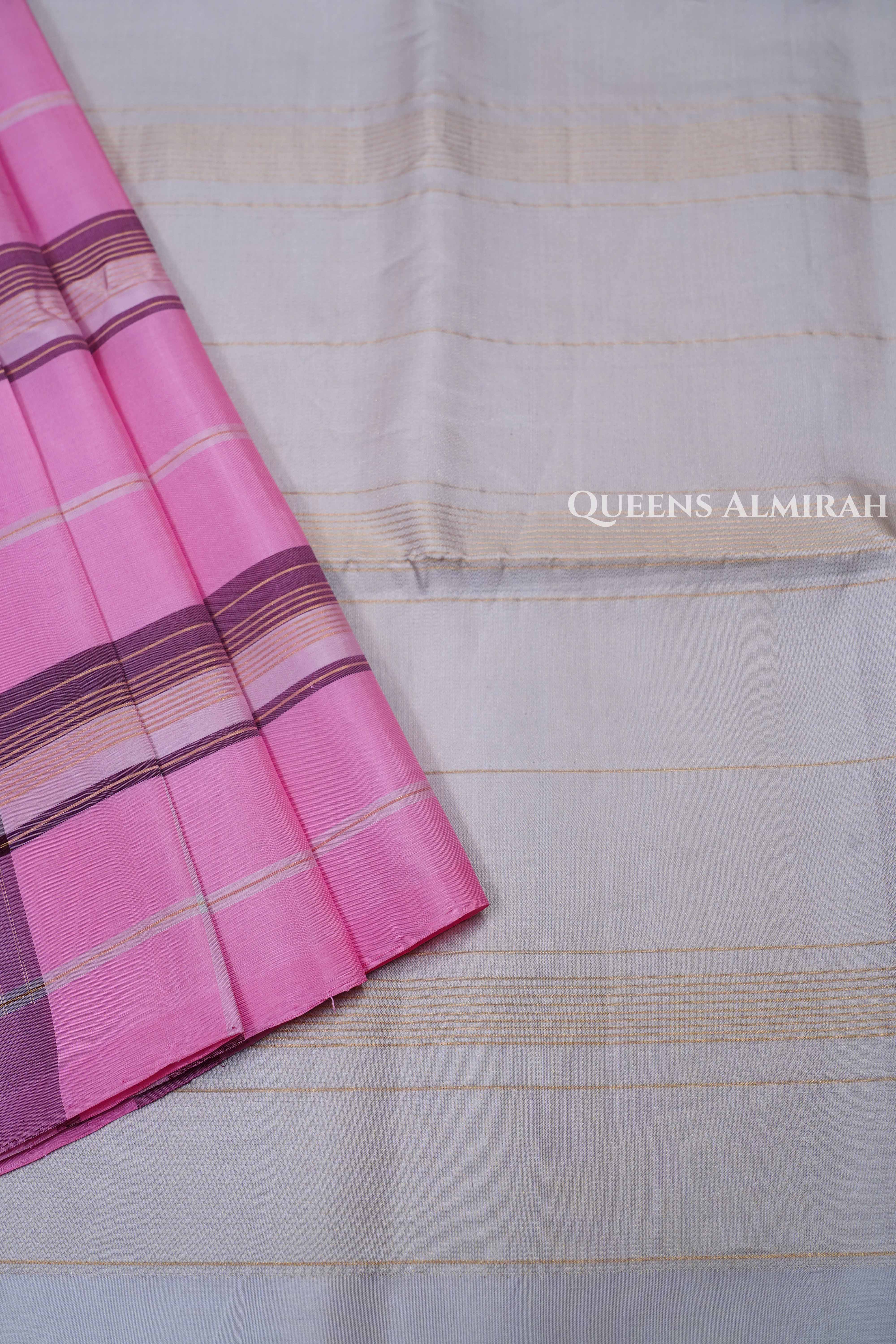 Rose Milk Pink  Pure Soft Silk Saree