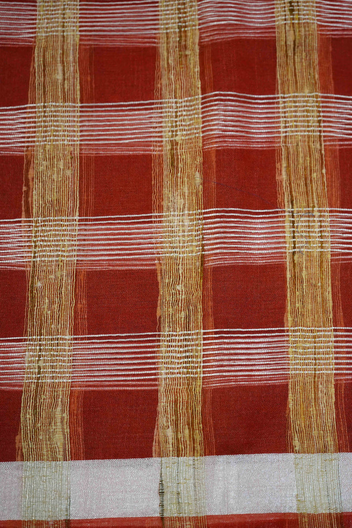 LAVA RED GHICHA ORAGANZA SAREE - Queens Jewel Emporium