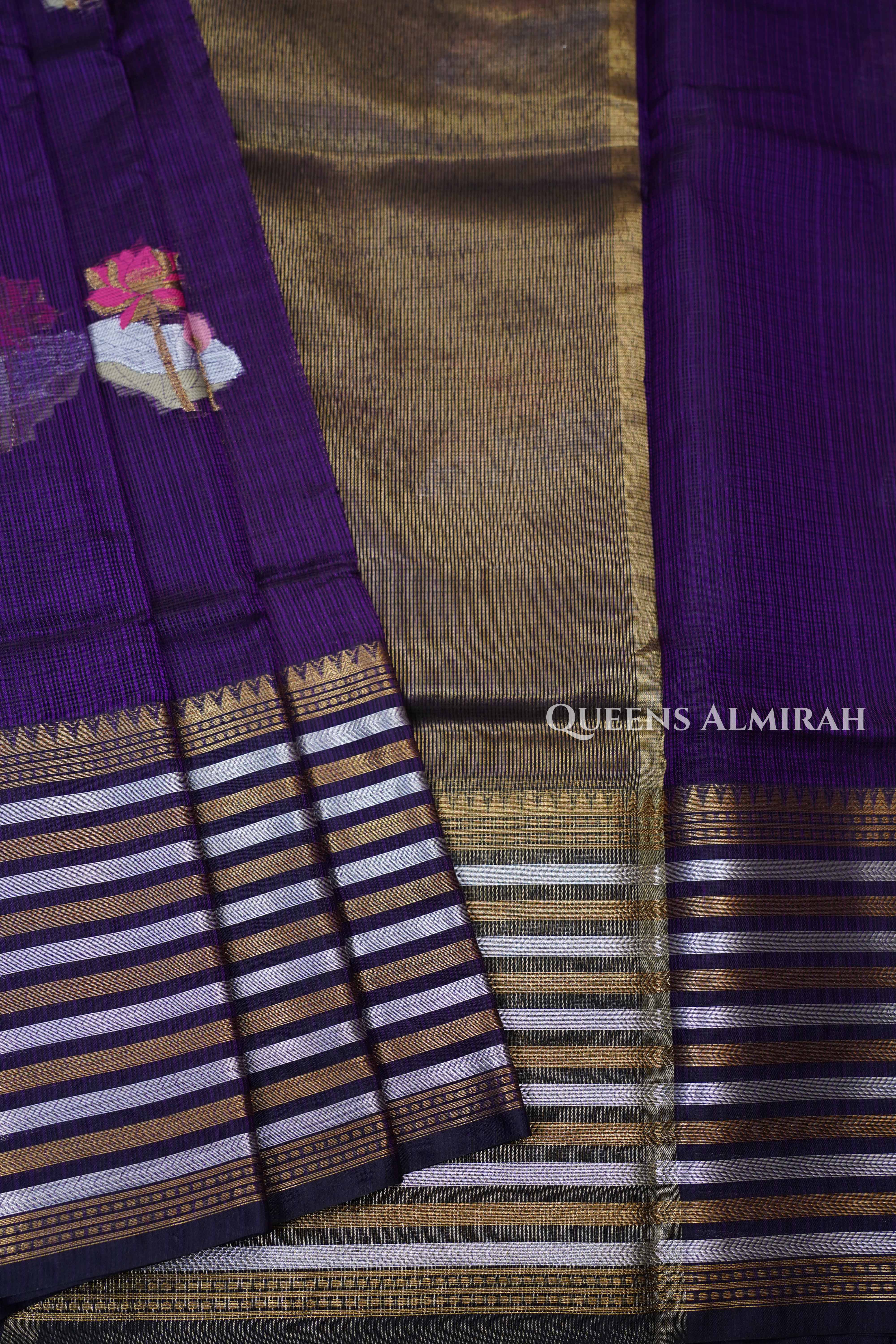 Purple Pure Kota Silk Saree.