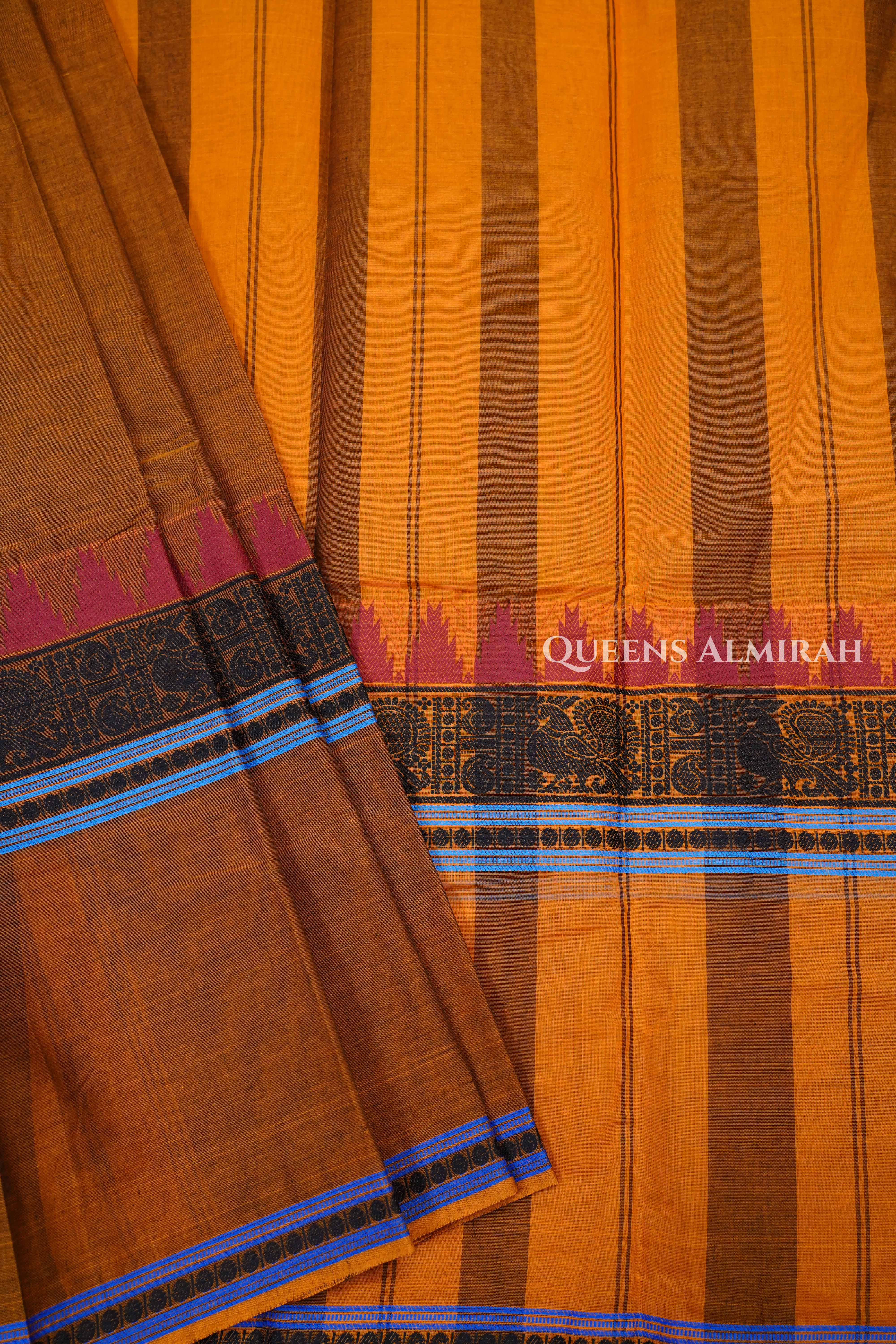 Honey Brown Chettinad Cotton Saree