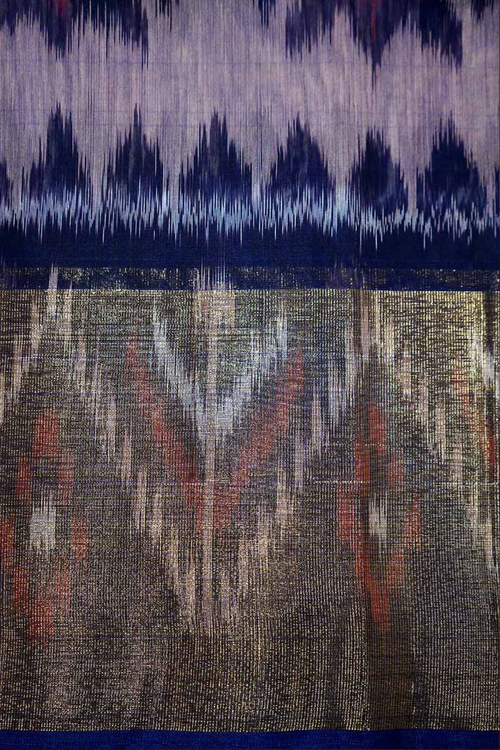 PURE SILK COTTON SAREE- GREYISH PURPLE WITH WINE - Queens Jewel Emporium