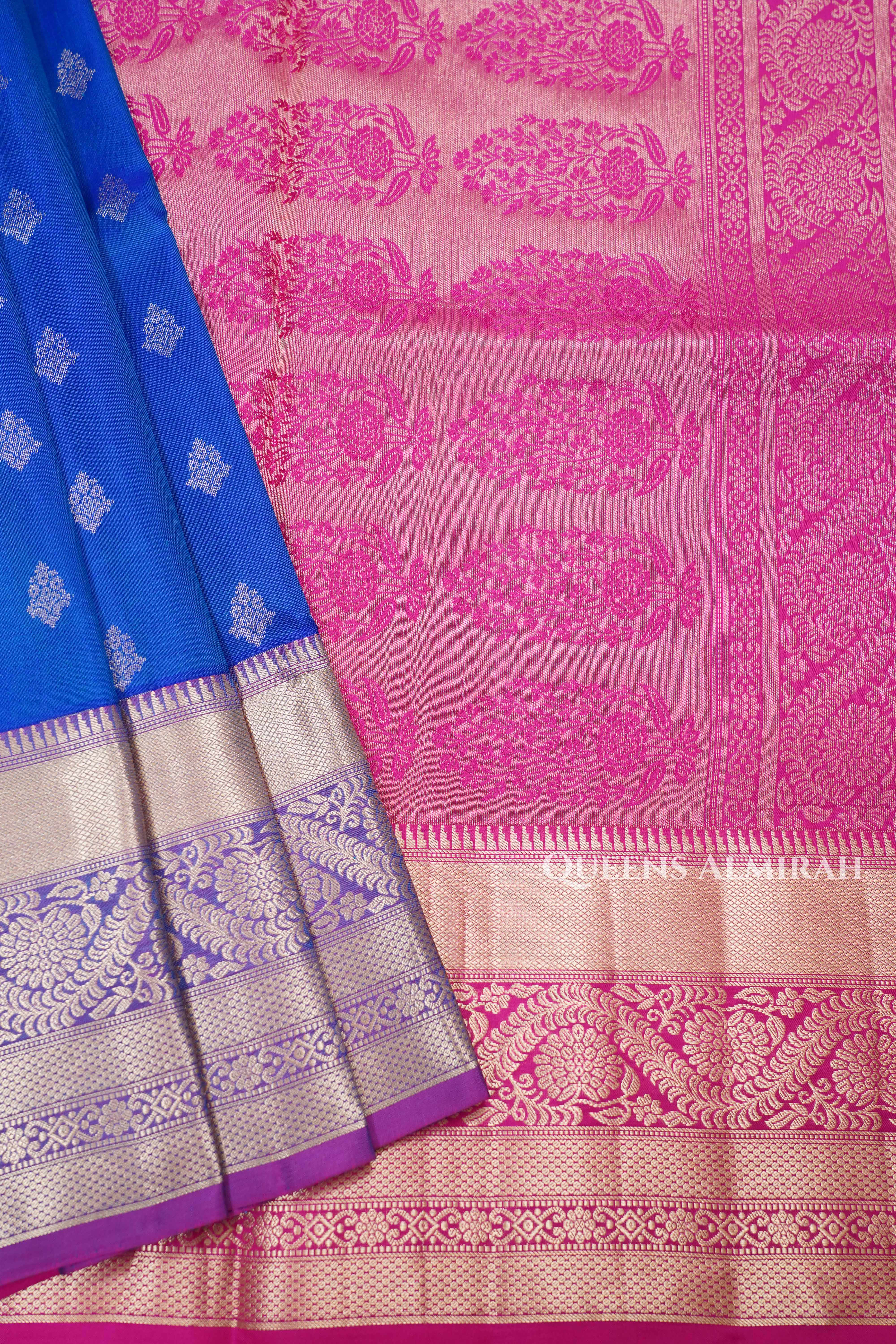 Ms Blue With Purple Pure Soft Silk Saree