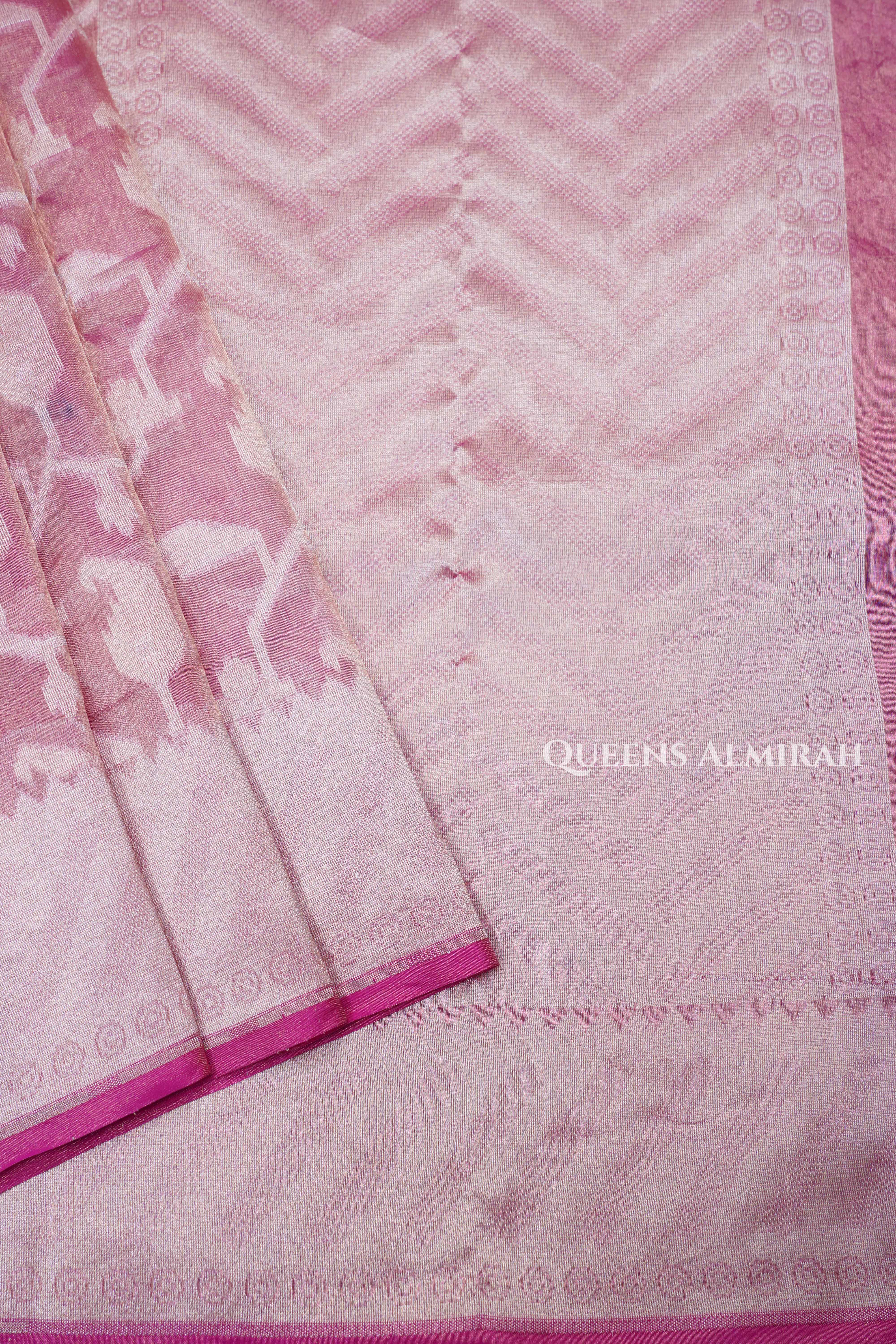 Peachish Pink Banarasi Tissue Silk Saree