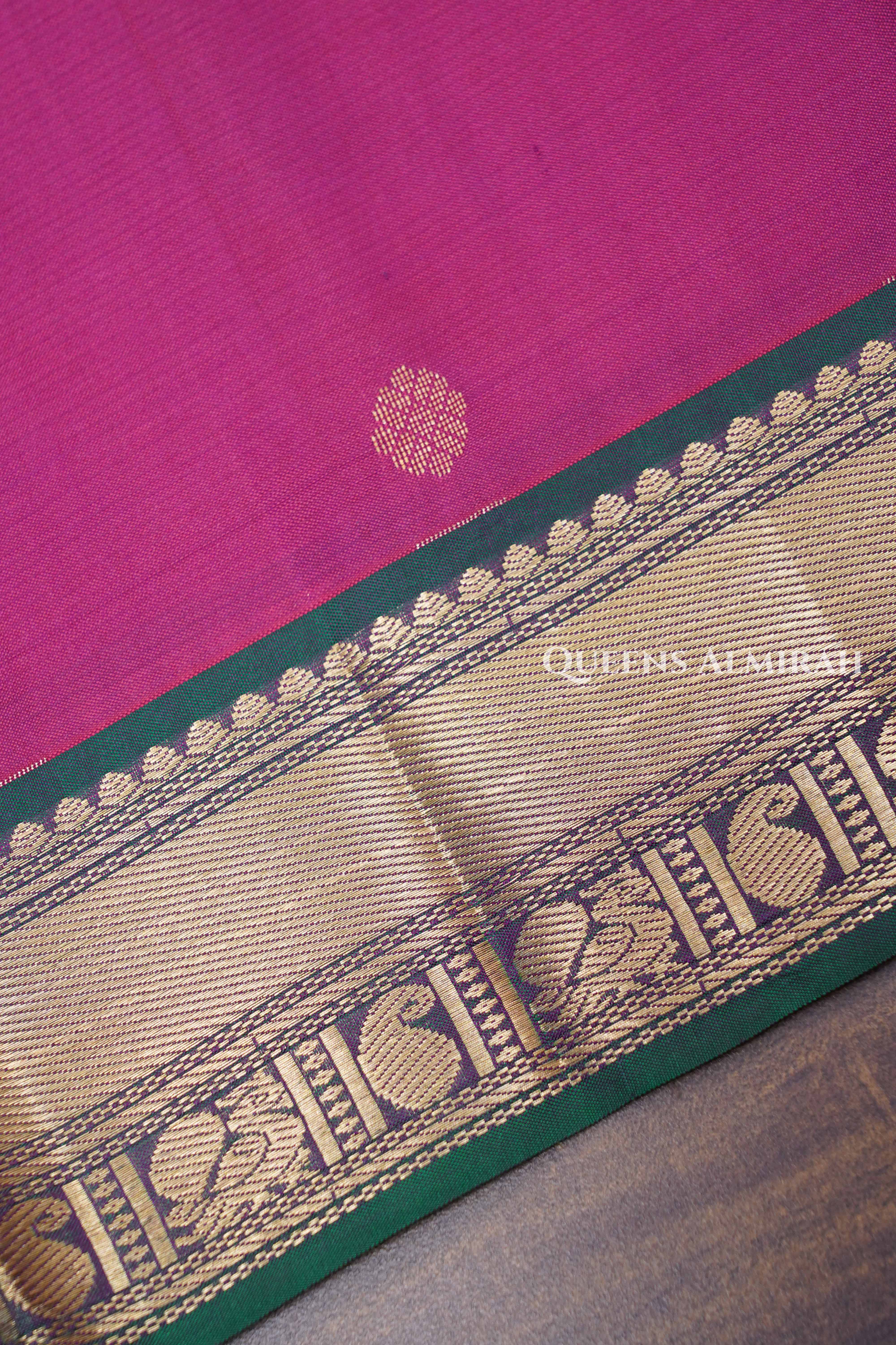 Lotus Pink With Leaf Green Pure Kanchivaram Silk Saree