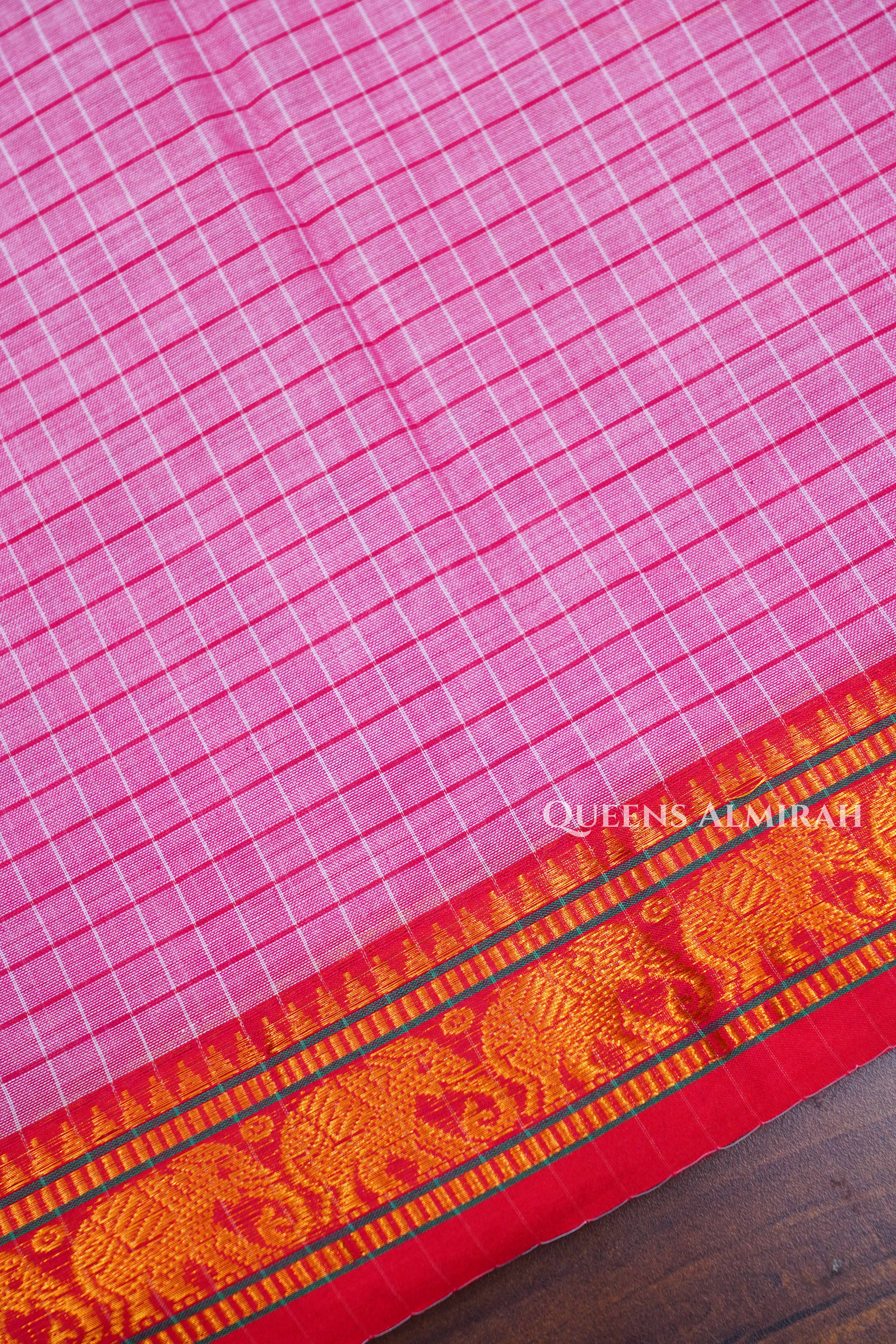 Cranberry Pink Narayanpet Cotton Saree