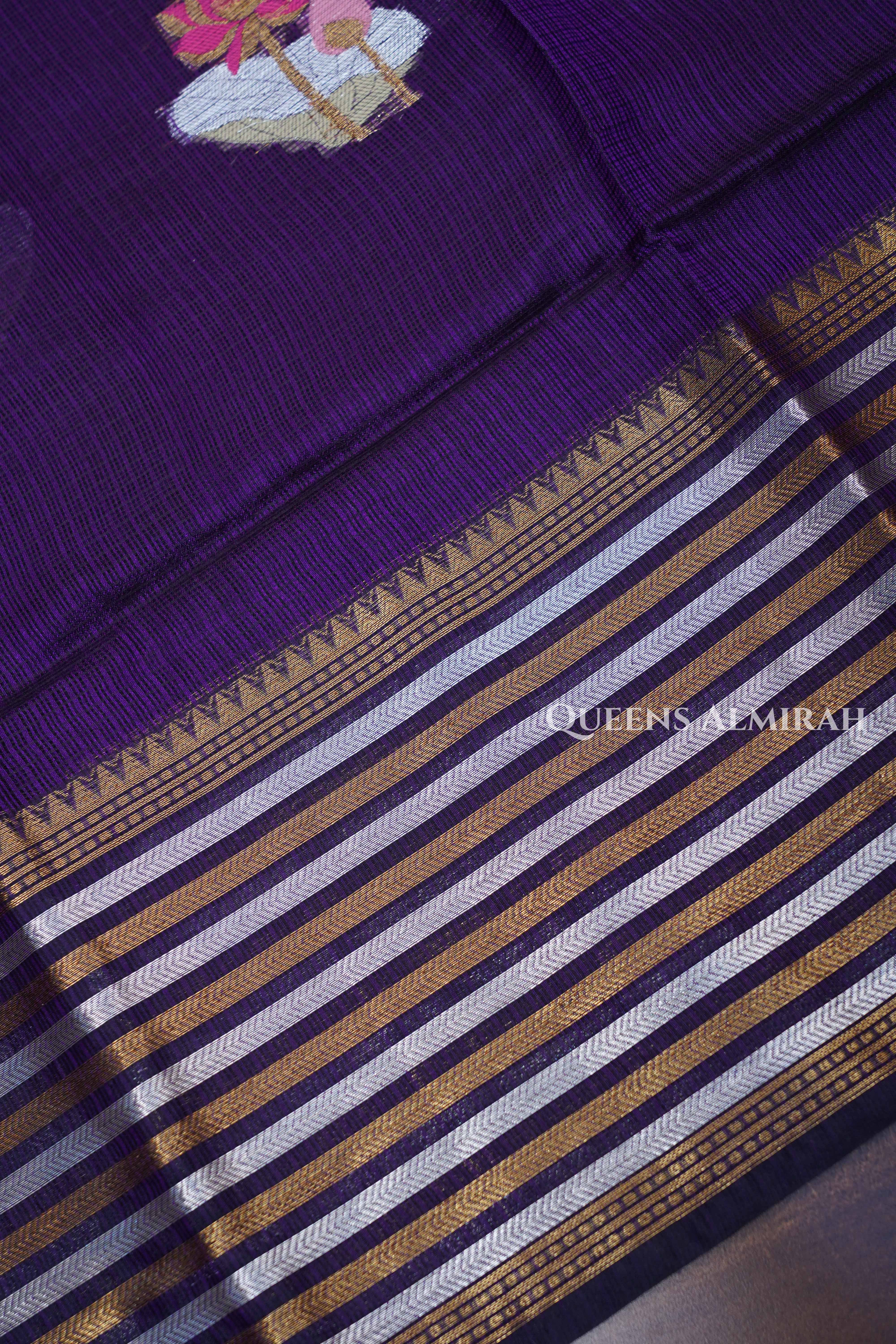 Purple Pure Kota Silk Saree.