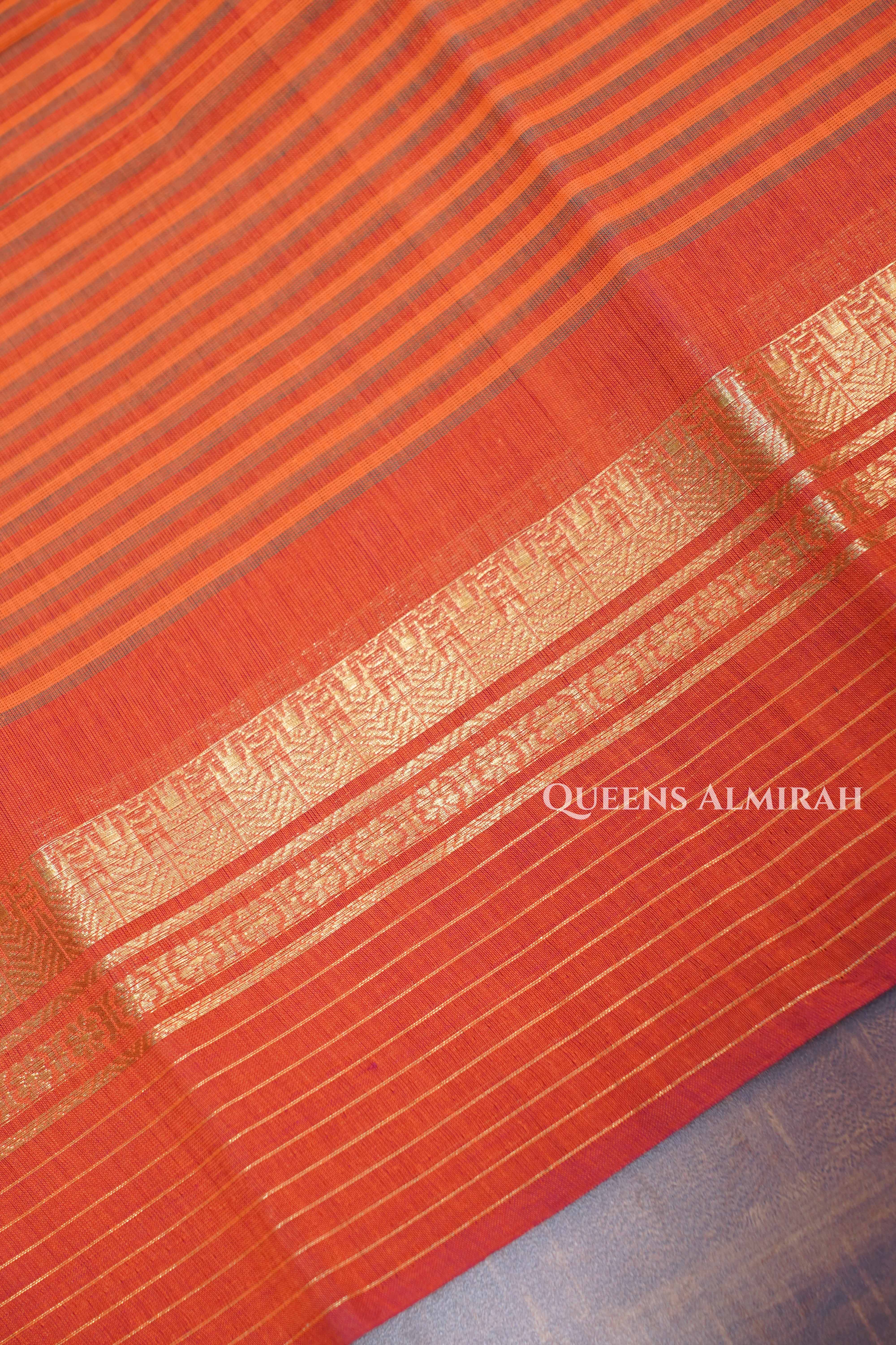 Orange Chettinad Cotton Saree