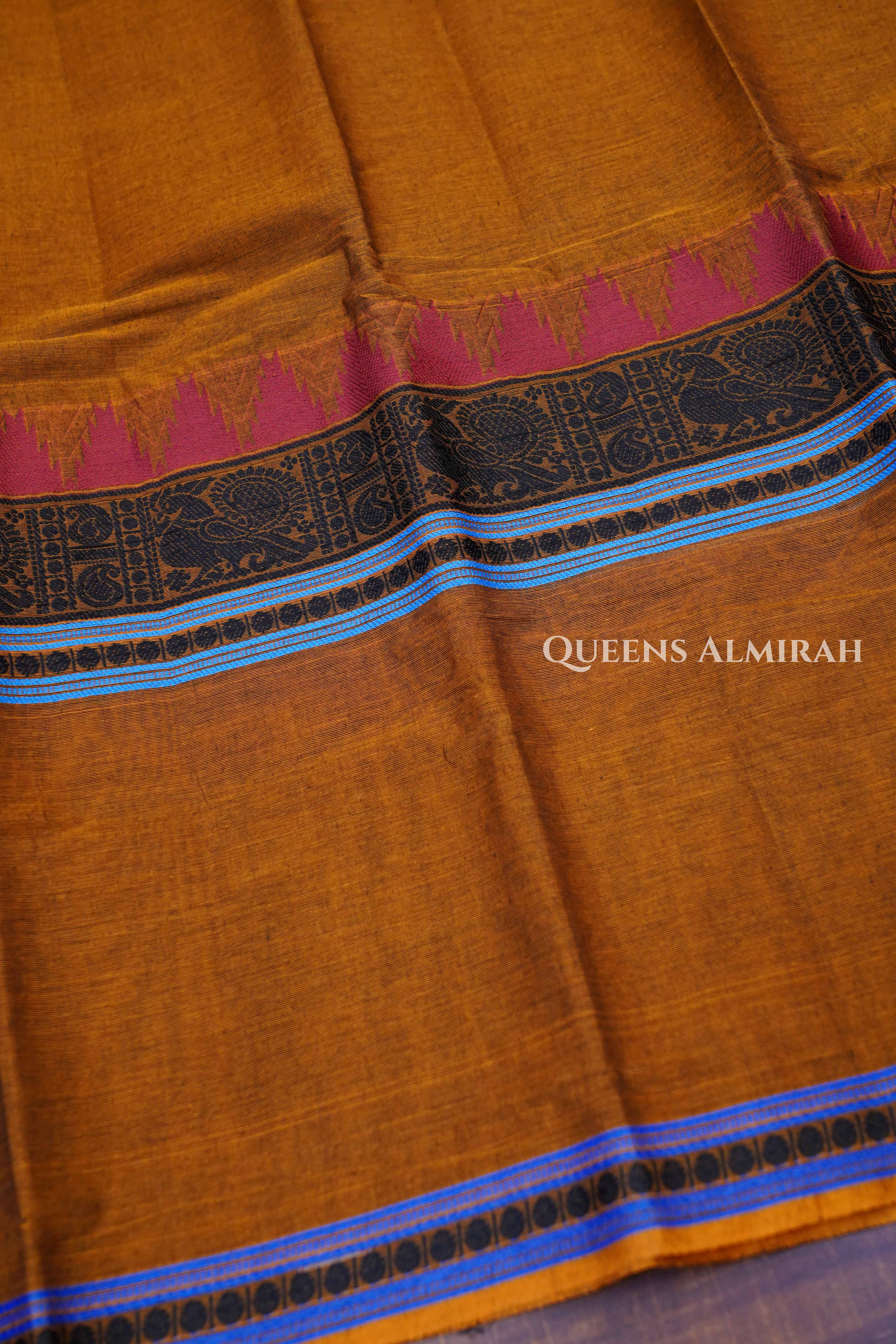 Honey Brown Chettinad Cotton Saree