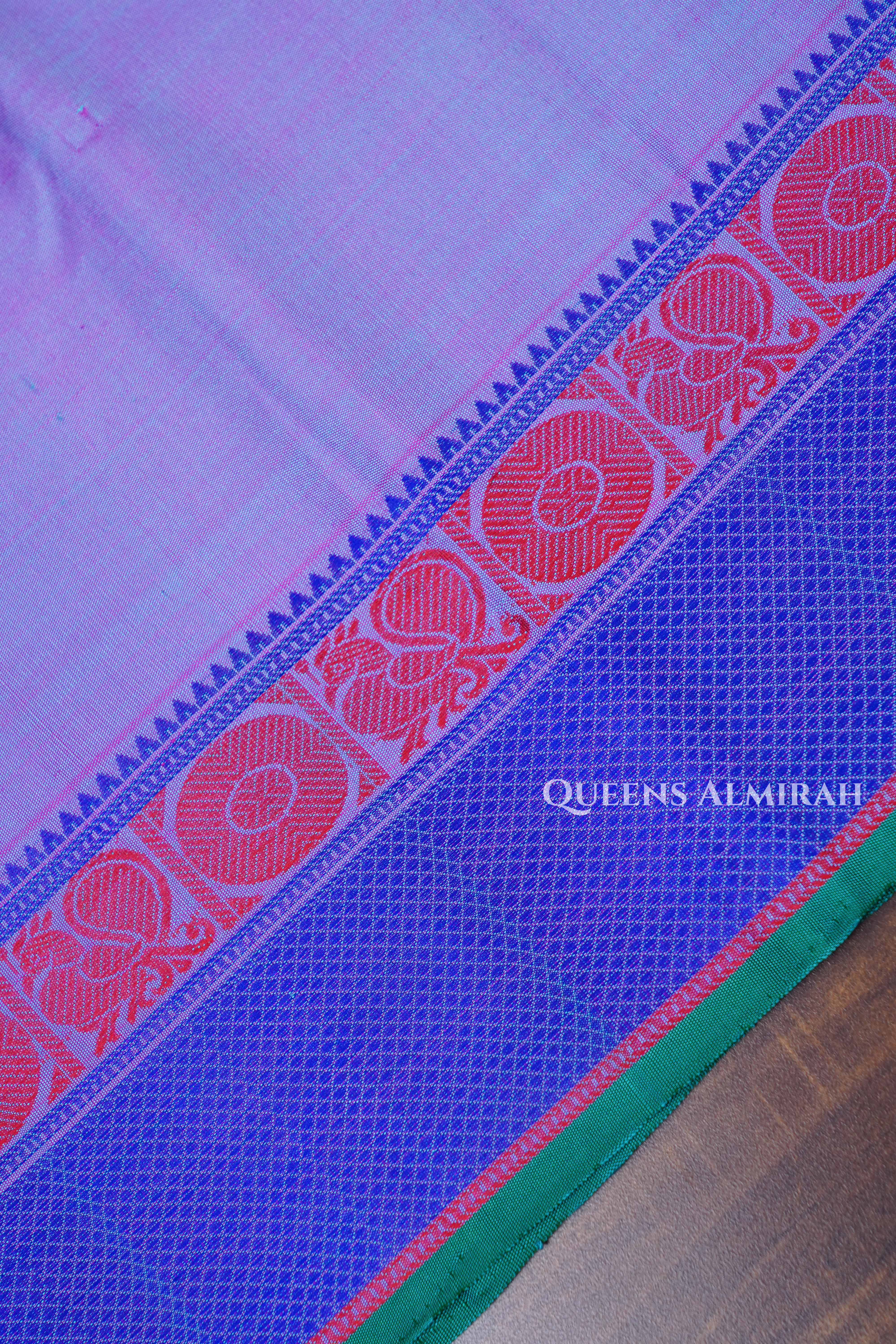 Duale Shade Of Blue Pure Kanchivaram Silk Saree