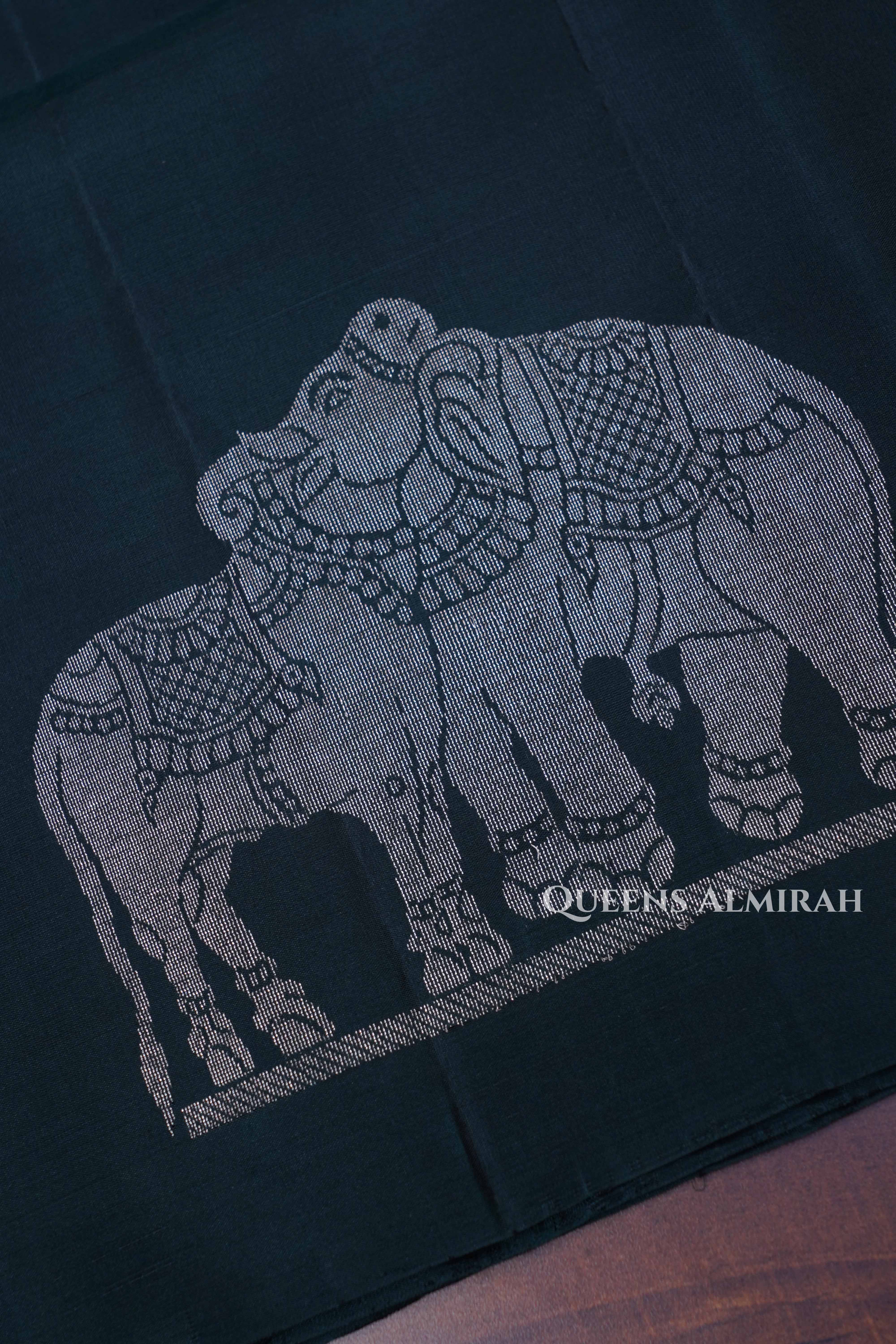 Dark Green Pure Soft Silk Saree