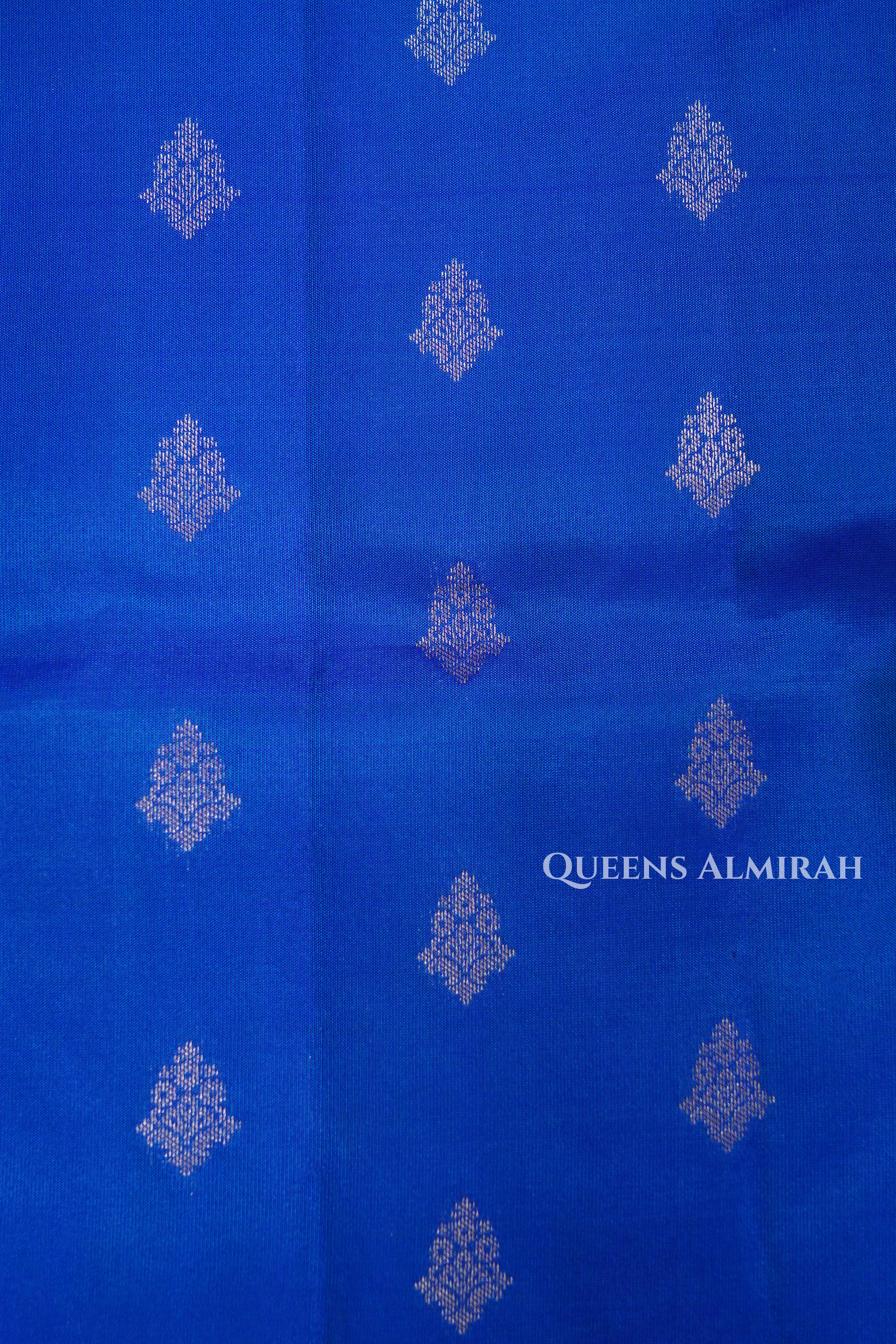 Ms Blue With Purple Pure Soft Silk Saree