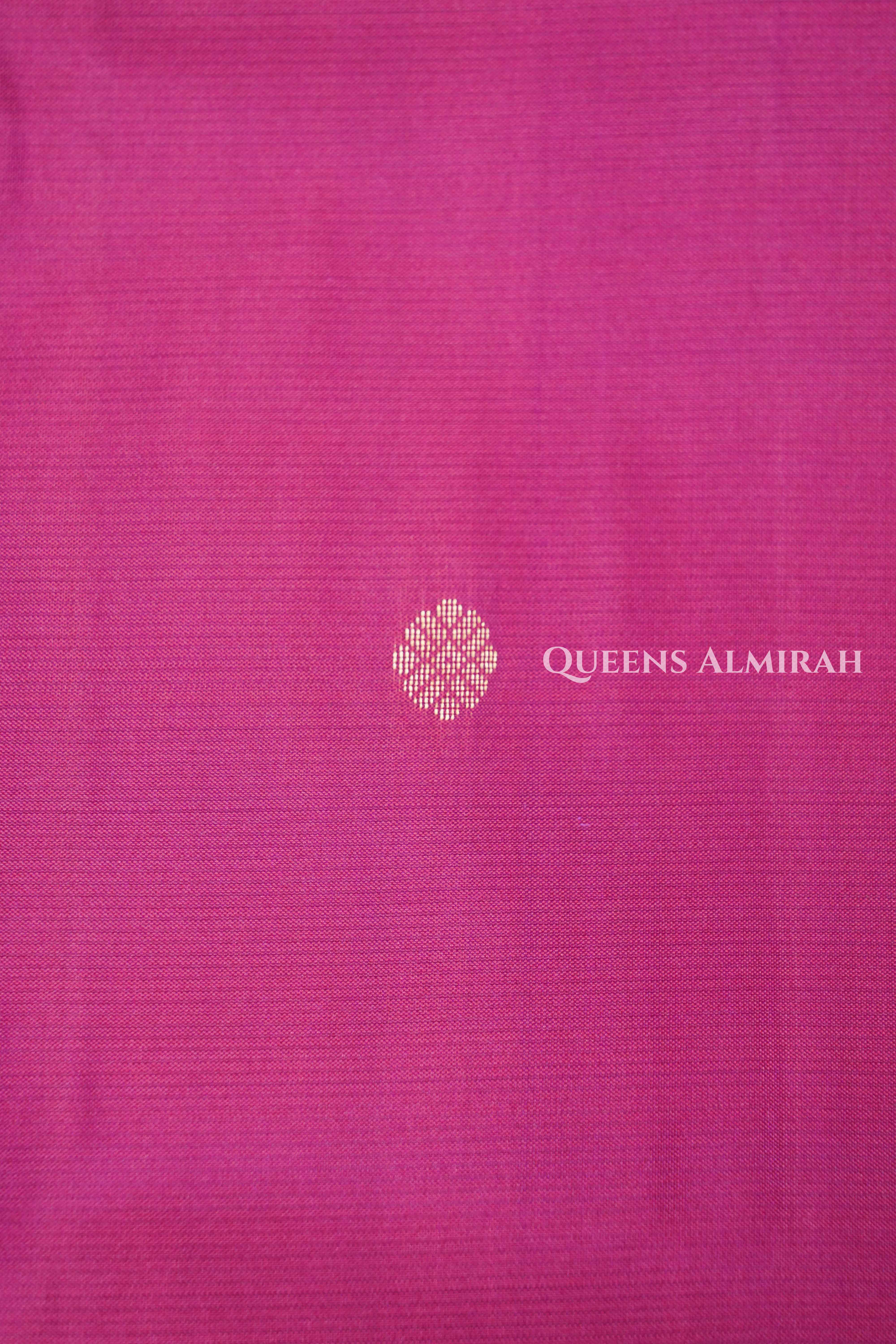 Lotus Pink With Leaf Green Pure Kanchivaram Silk Saree
