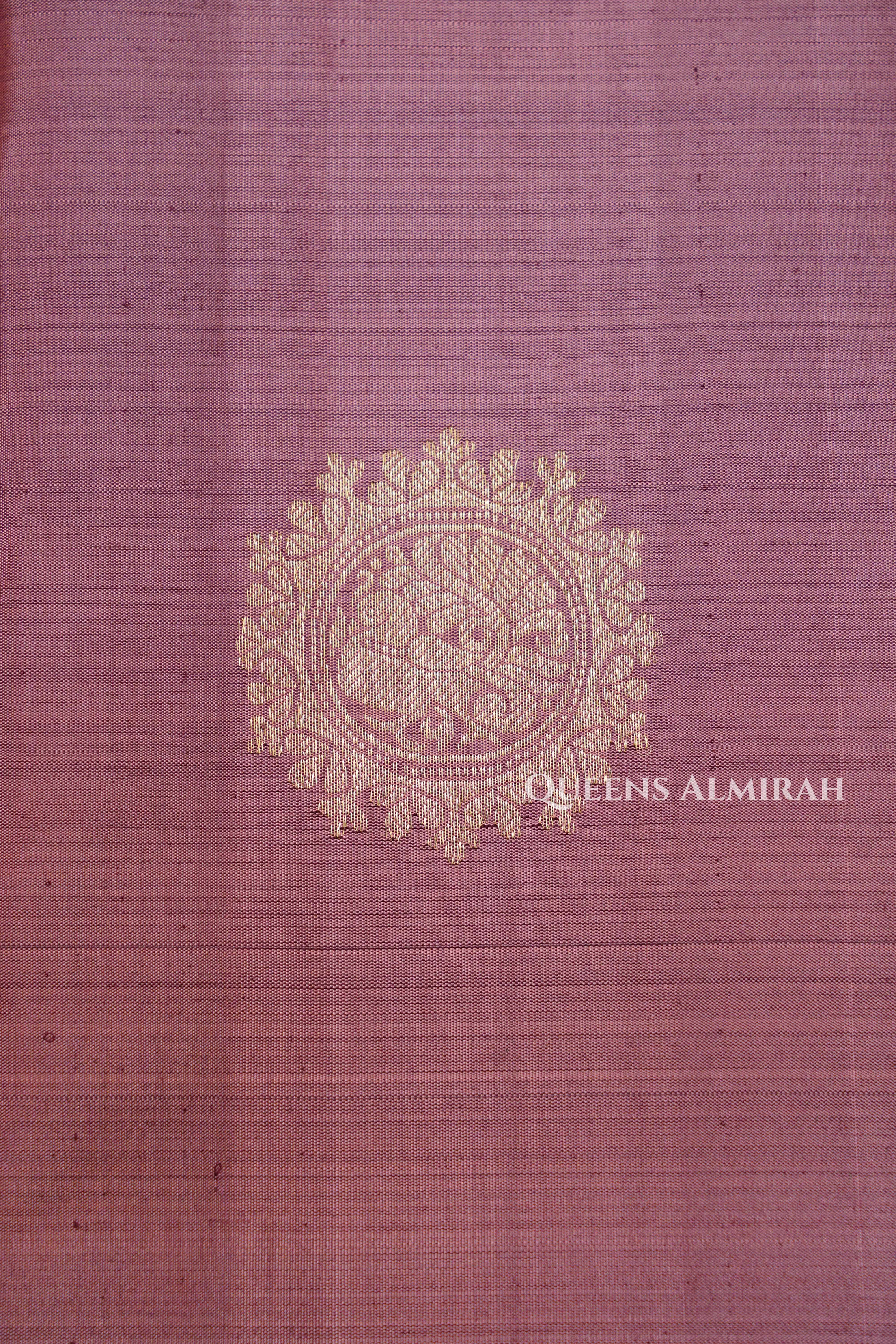 Onion Pink With Brown Pure Kanchivaram Silk Saree