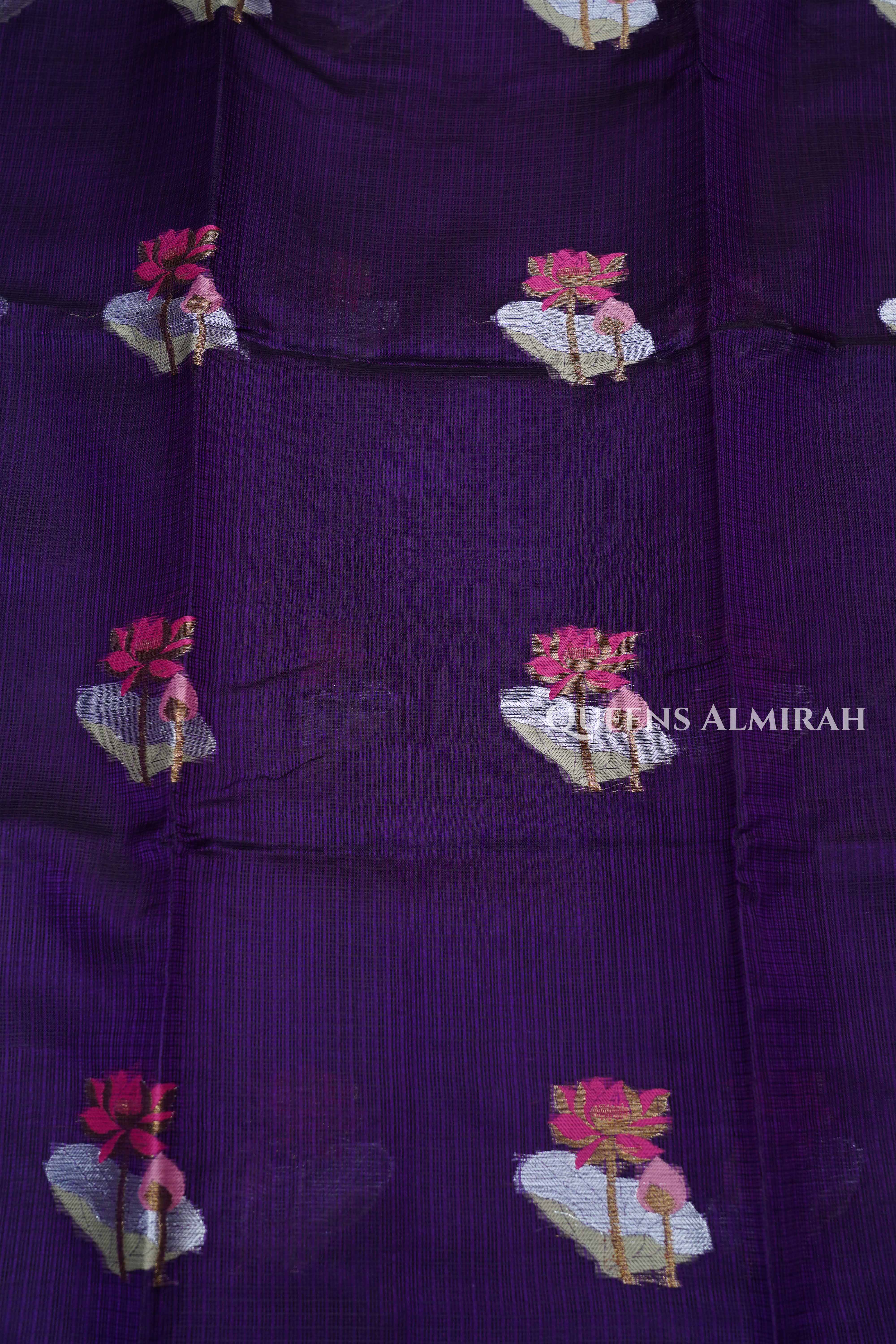 Purple Pure Kota Silk Saree.
