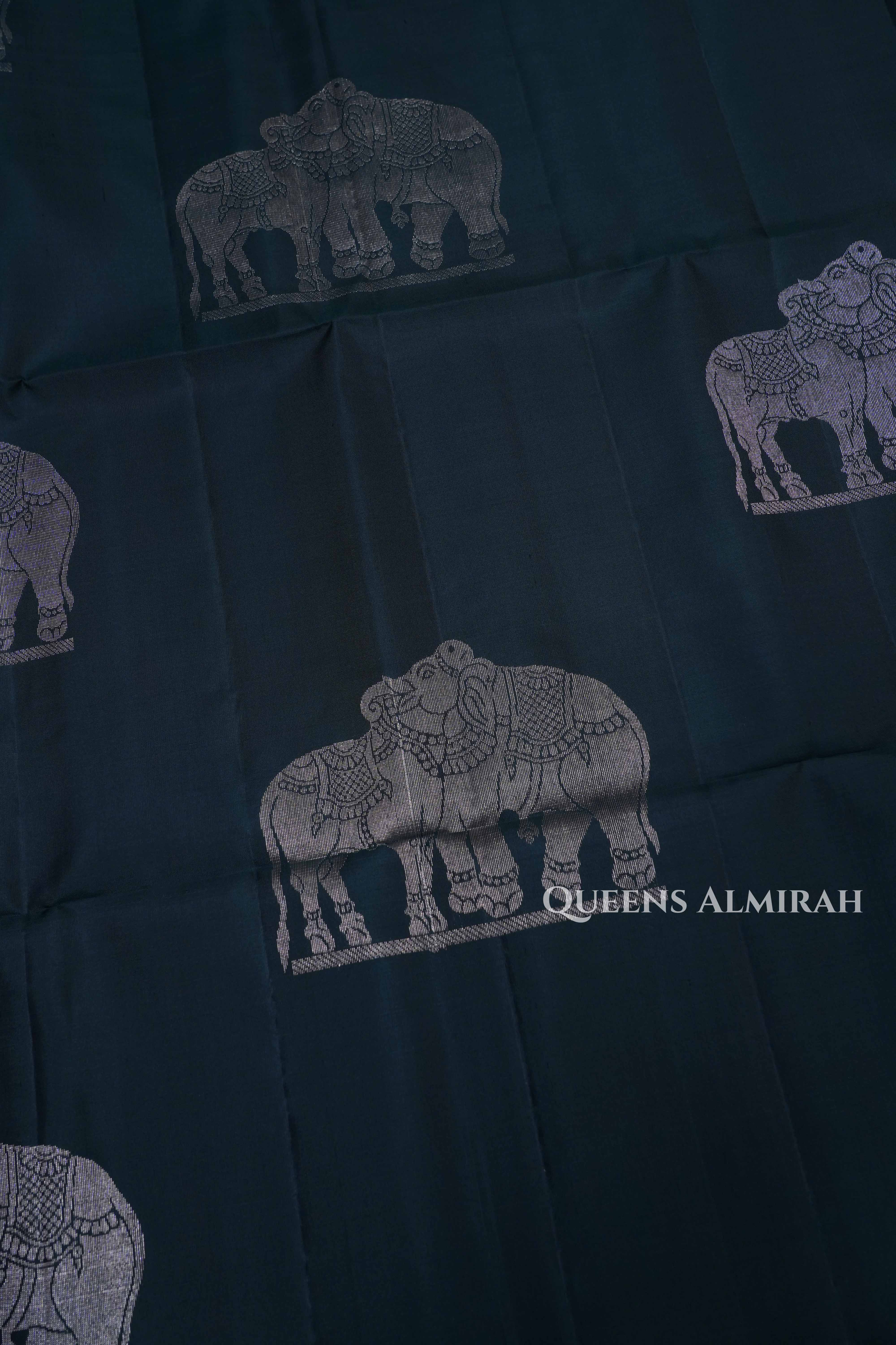 Dark Green Pure Soft Silk Saree
