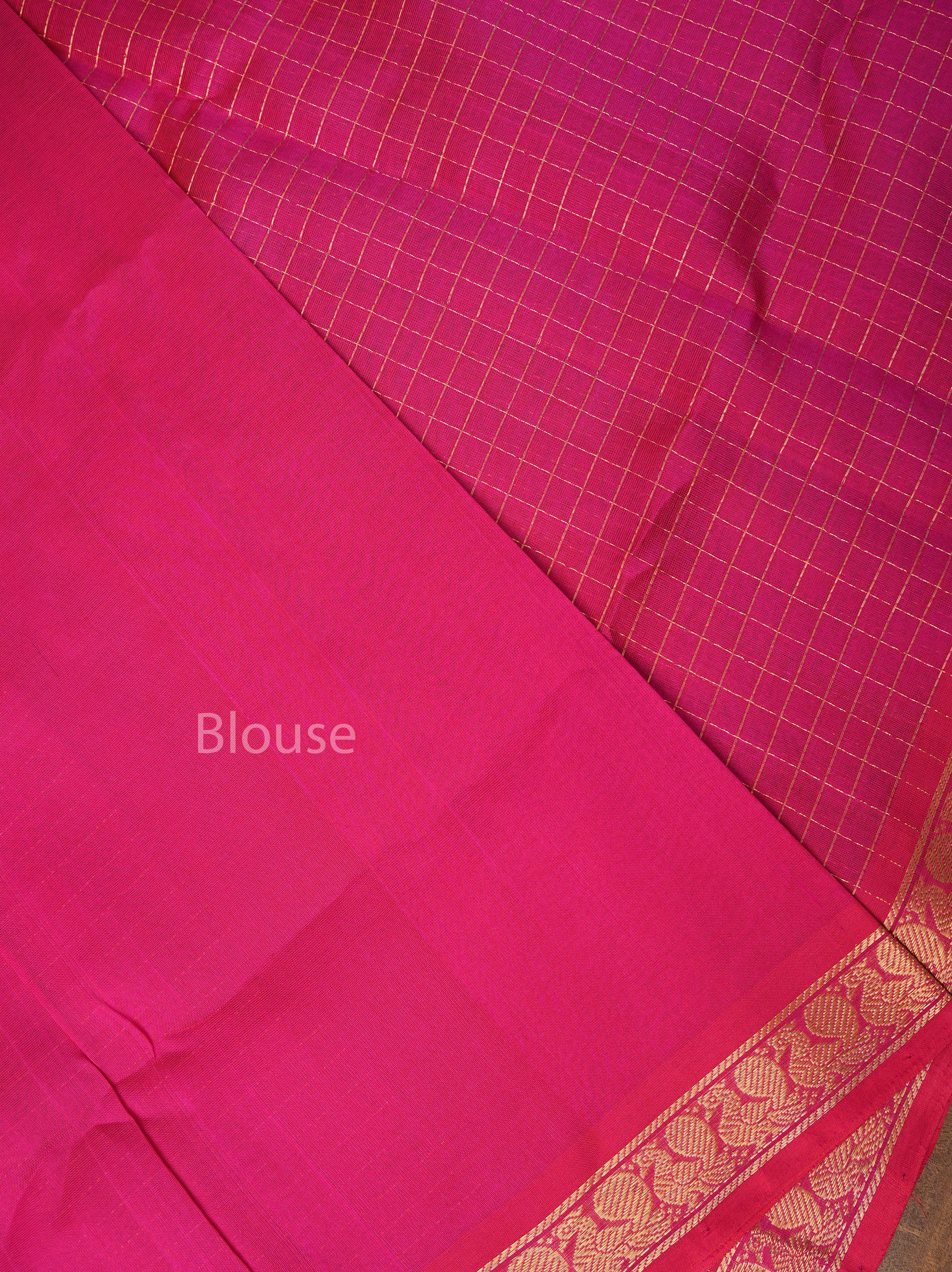 Pink Small Border Pure Silk Cotton Saree