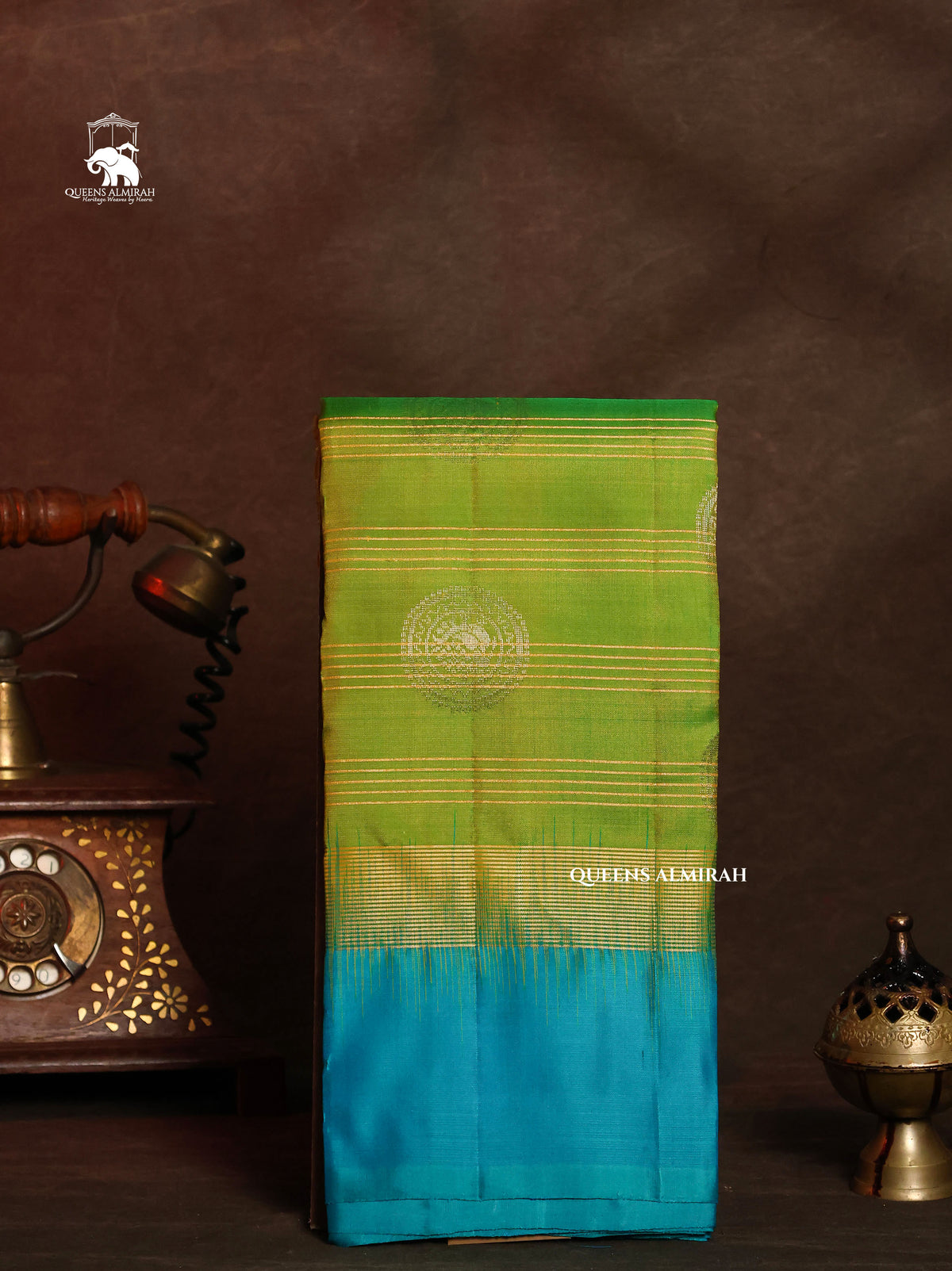 Green With Blue Pure Kanchivaram Silk Saree