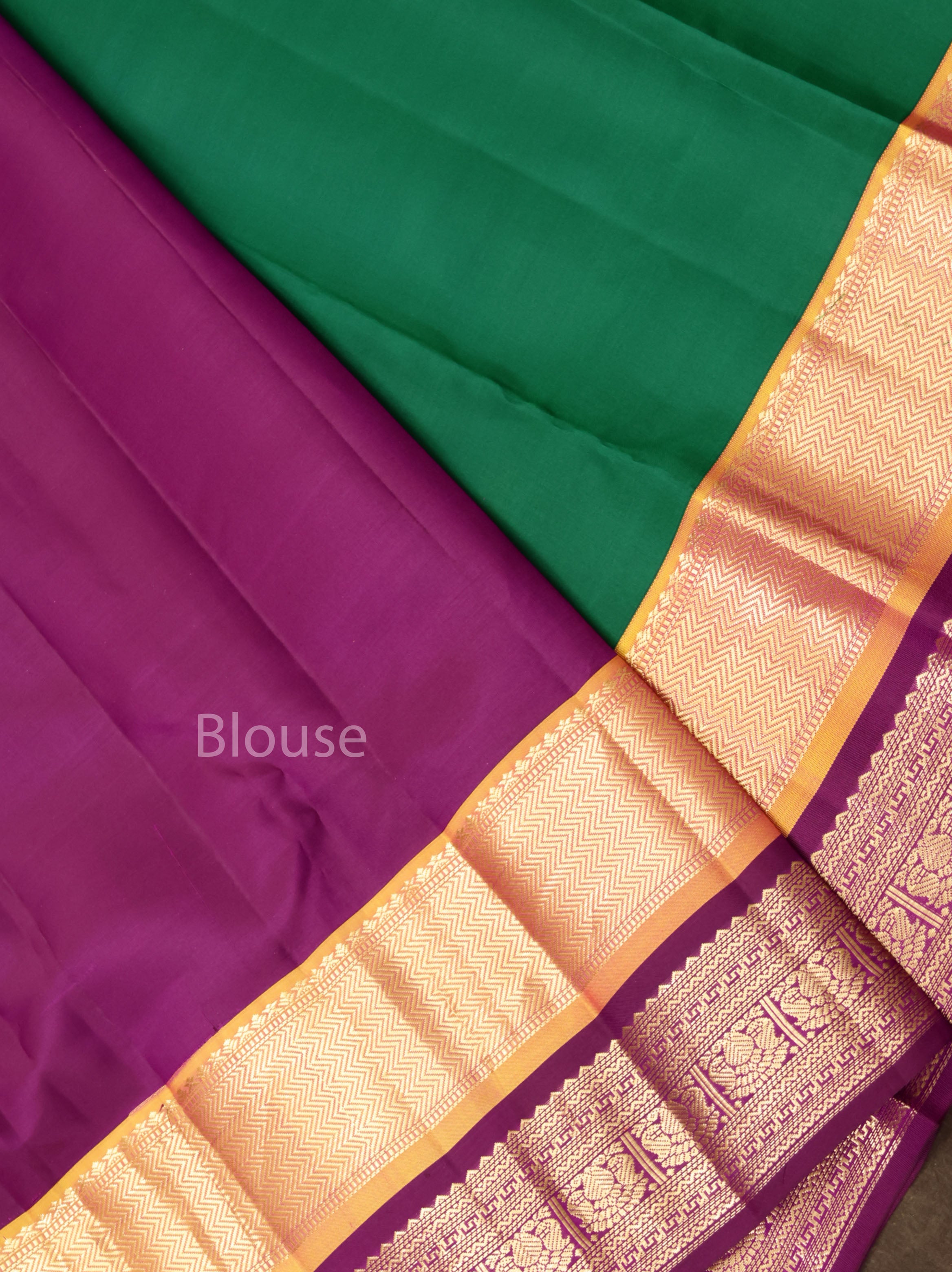 Meenakshi Green With Purple Pure Kanchivaram Silk Saree