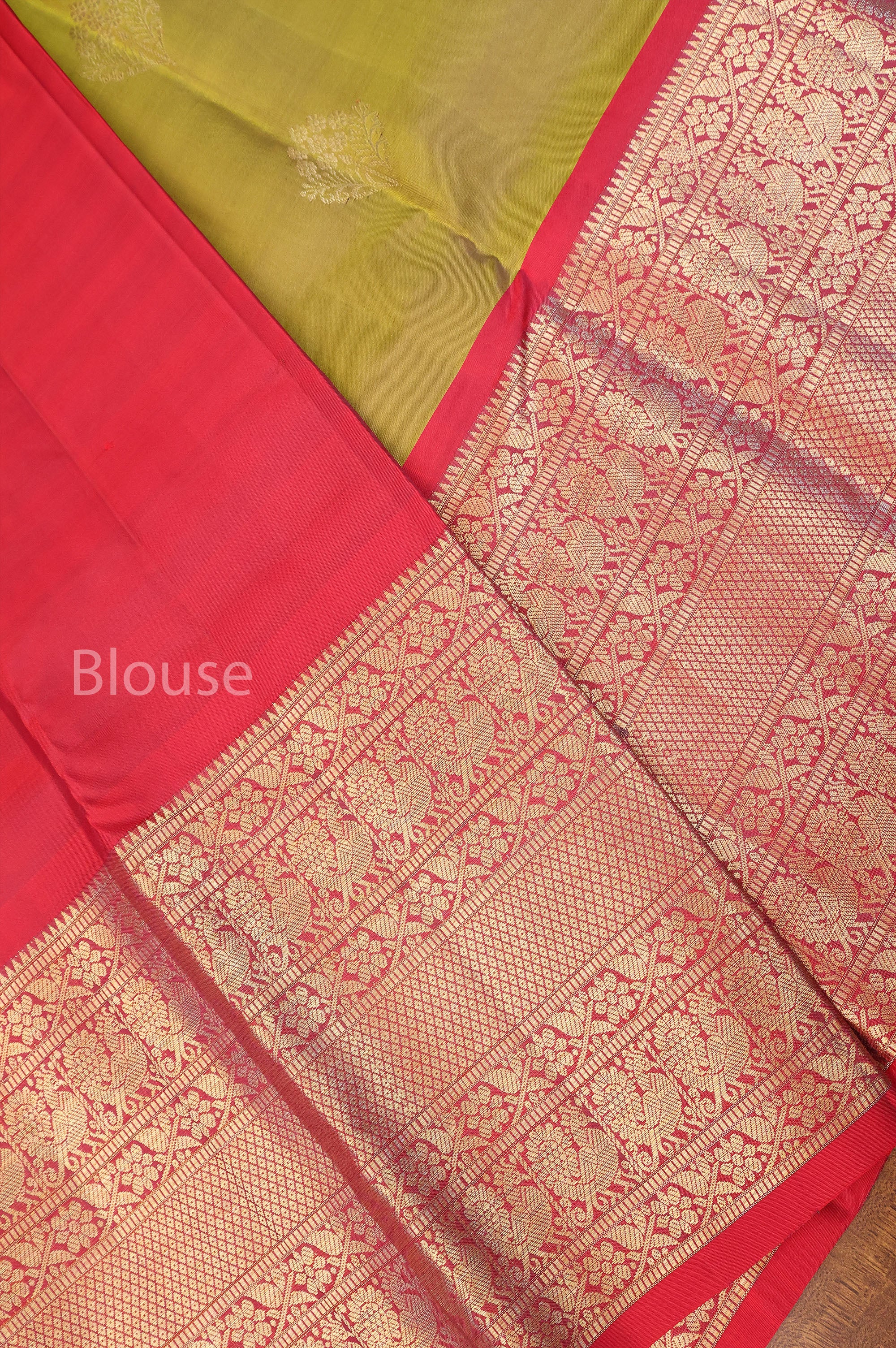 Green With Red Budget Kanchivaram Silk Saree