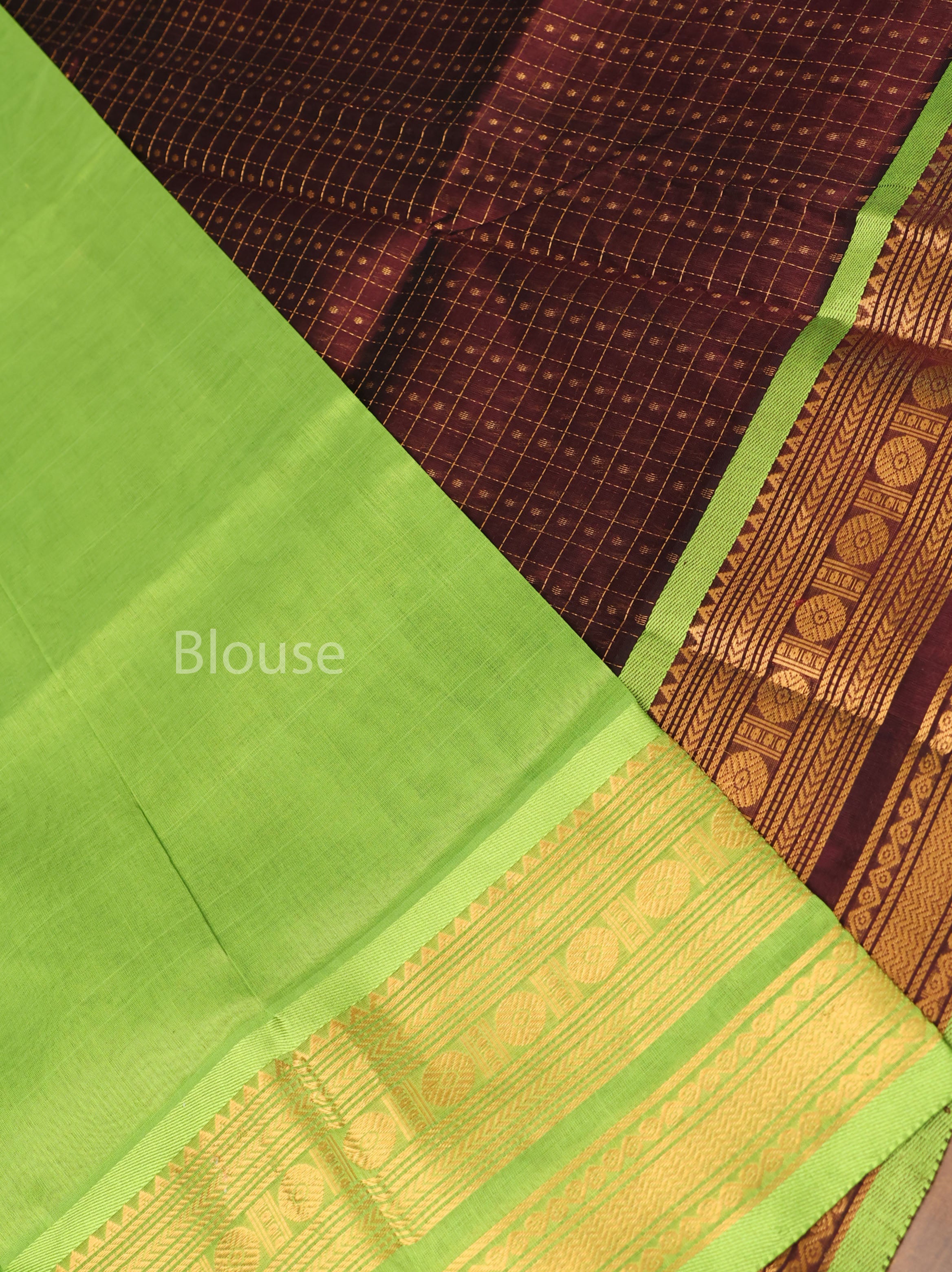 Araku Maroon With Light Green Pure Silk Cotton Saree
