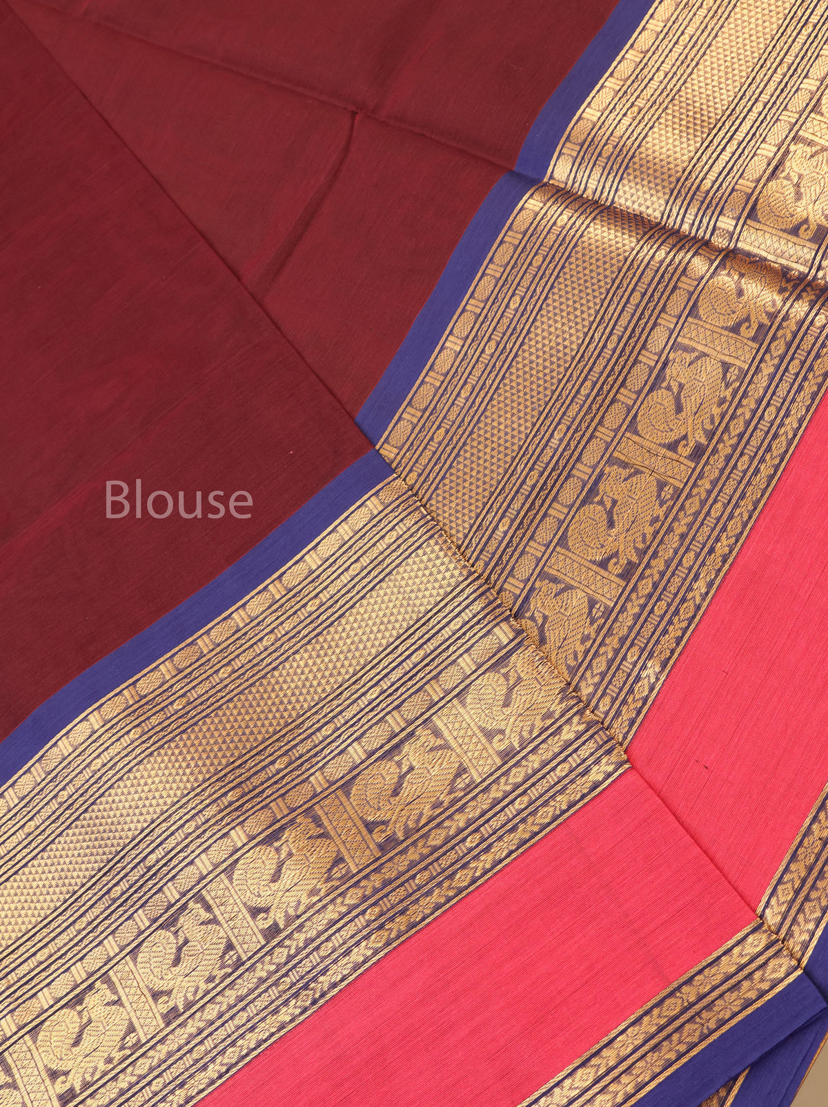 Brown With Rani Pink Chettinad Silk Cotton Saree