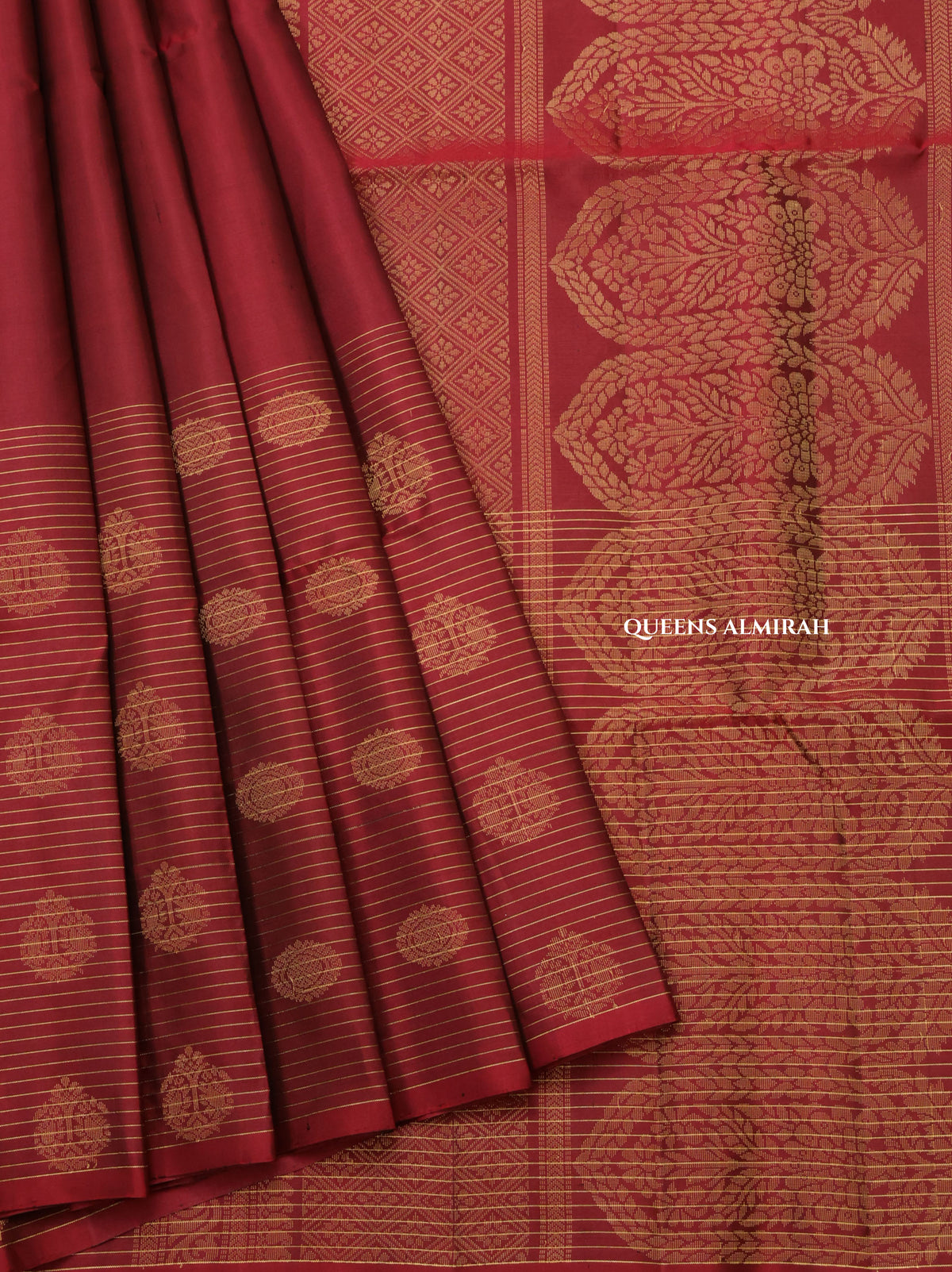 Dark Maroon Pure Soft Silk Saree