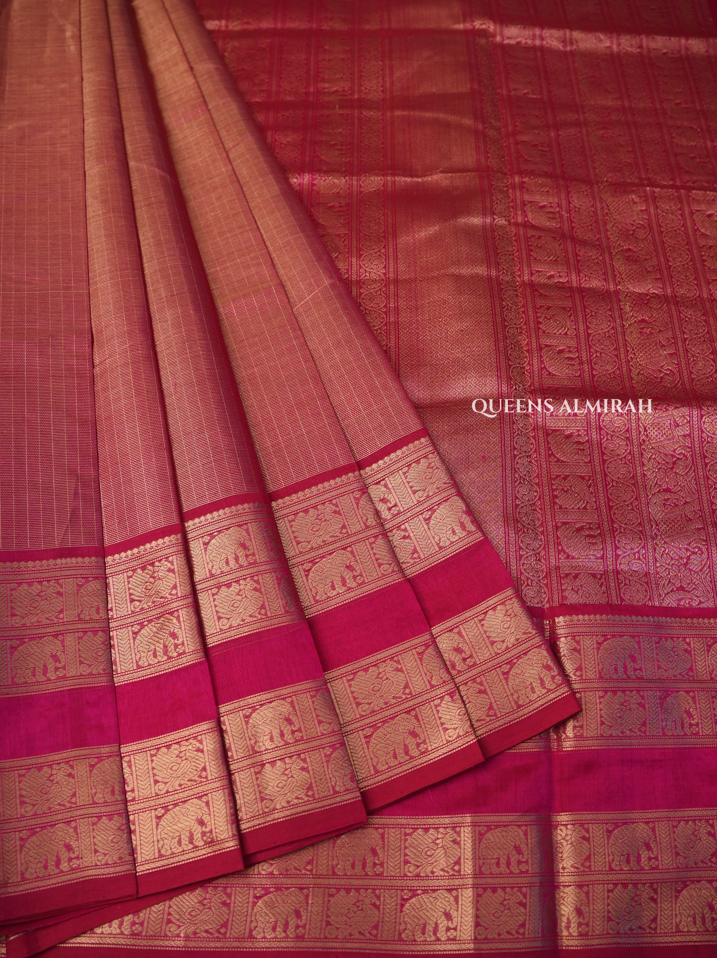Pink With Golden Chettinad Silk Cotton Saree