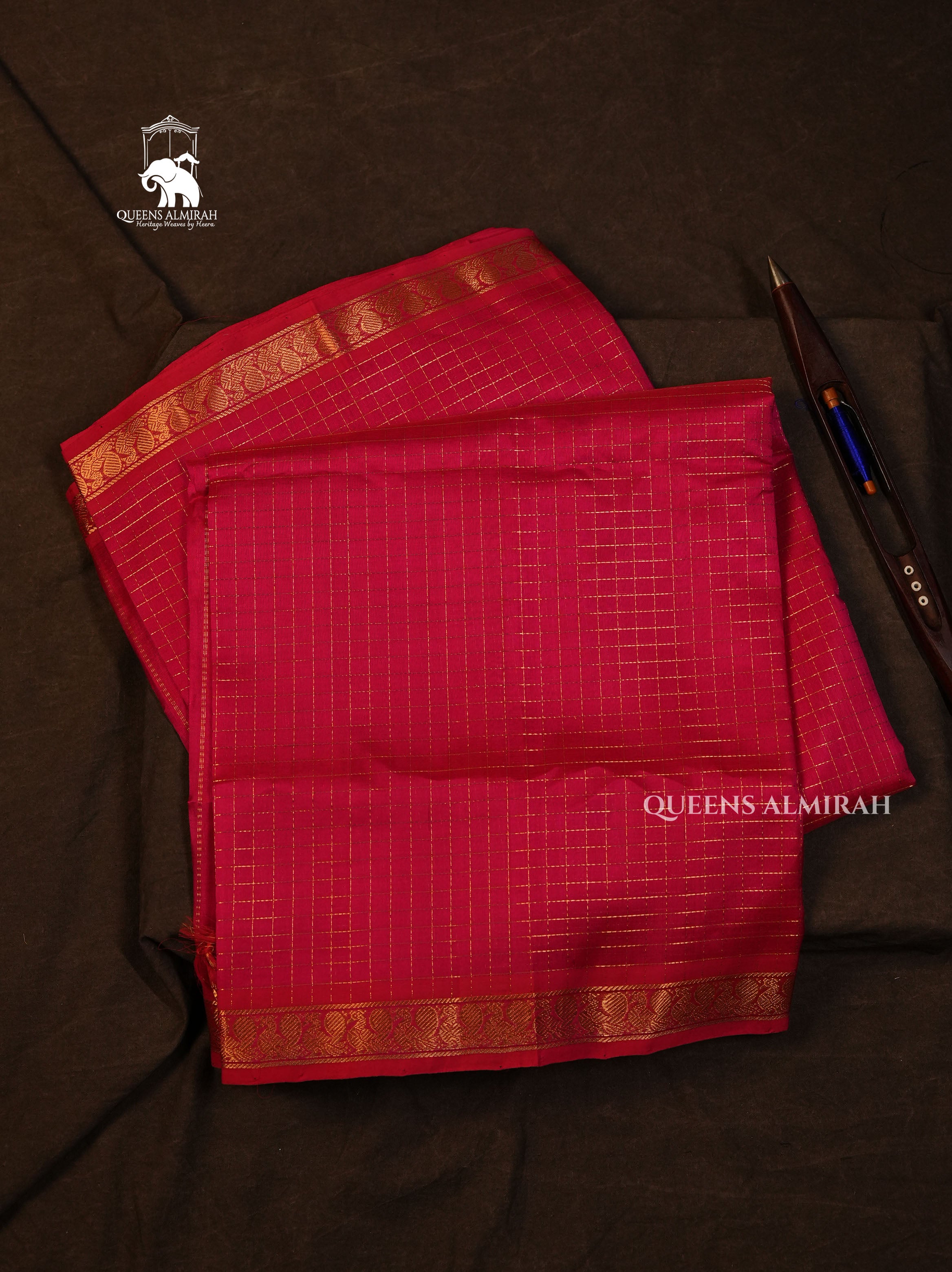 Pink Small Border Pure Silk Cotton Saree