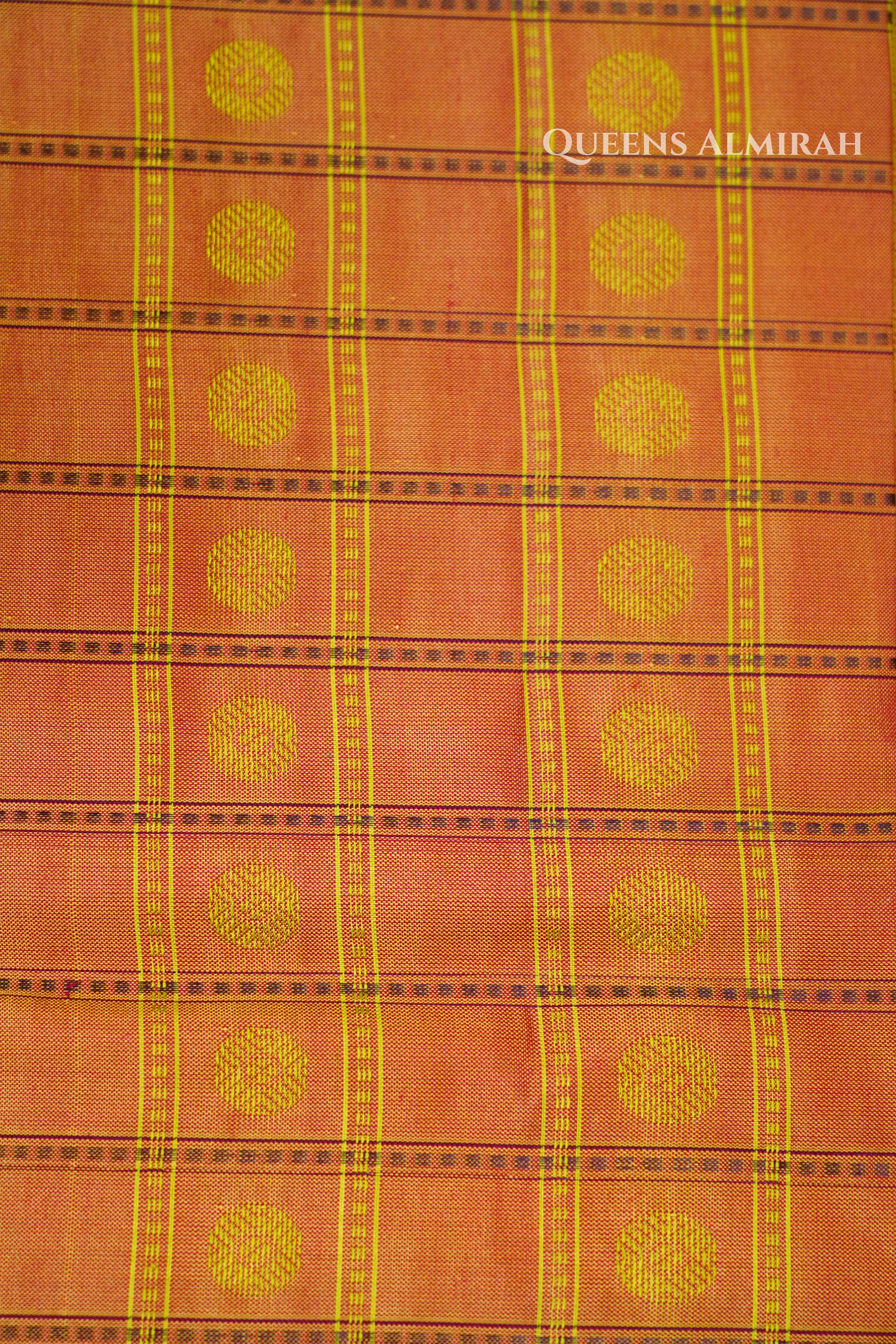 Honey Brown With Orange Pure Kanchivaram Silk Saree