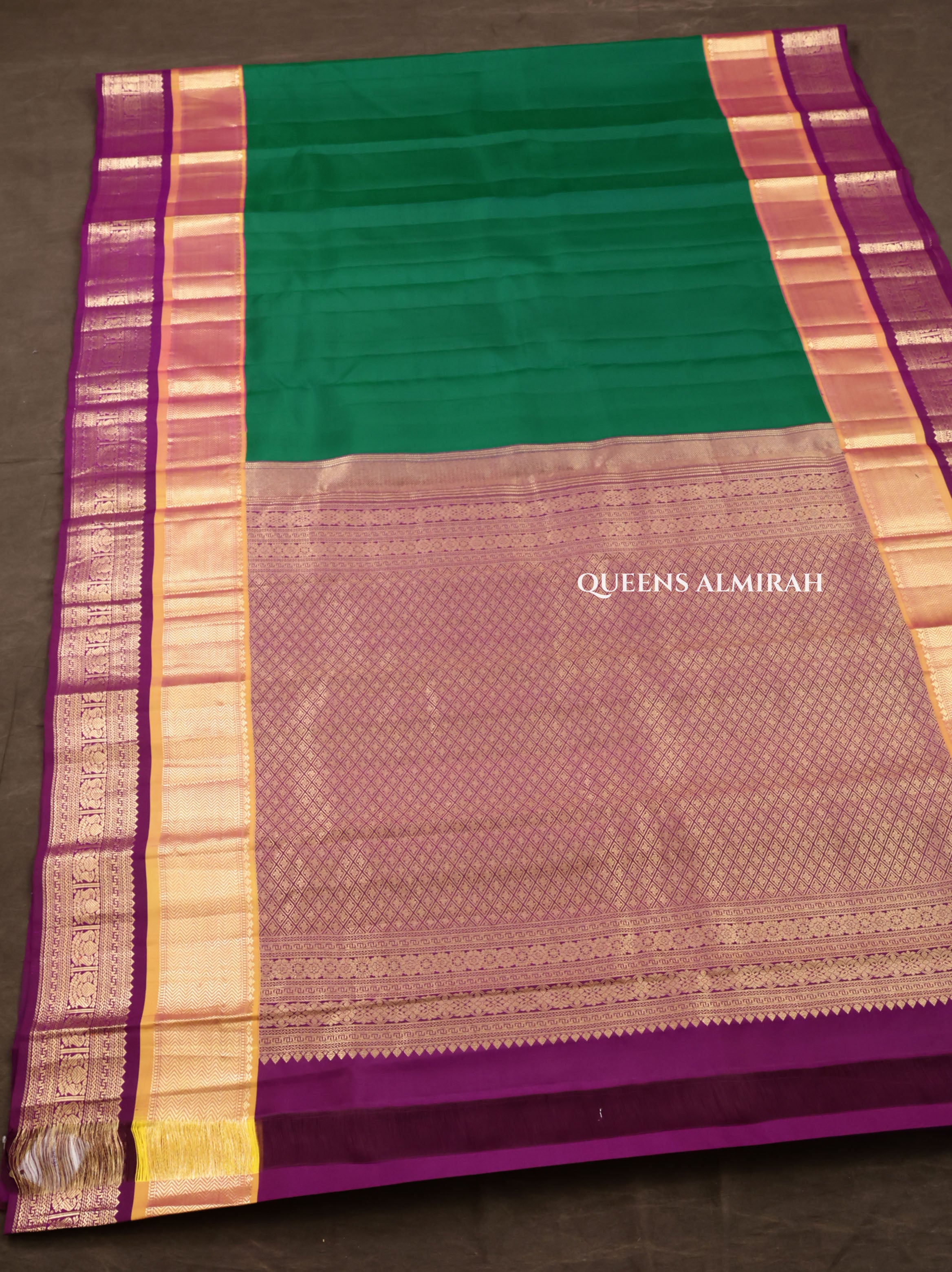 Meenakshi Green With Purple Pure Kanchivaram Silk Saree