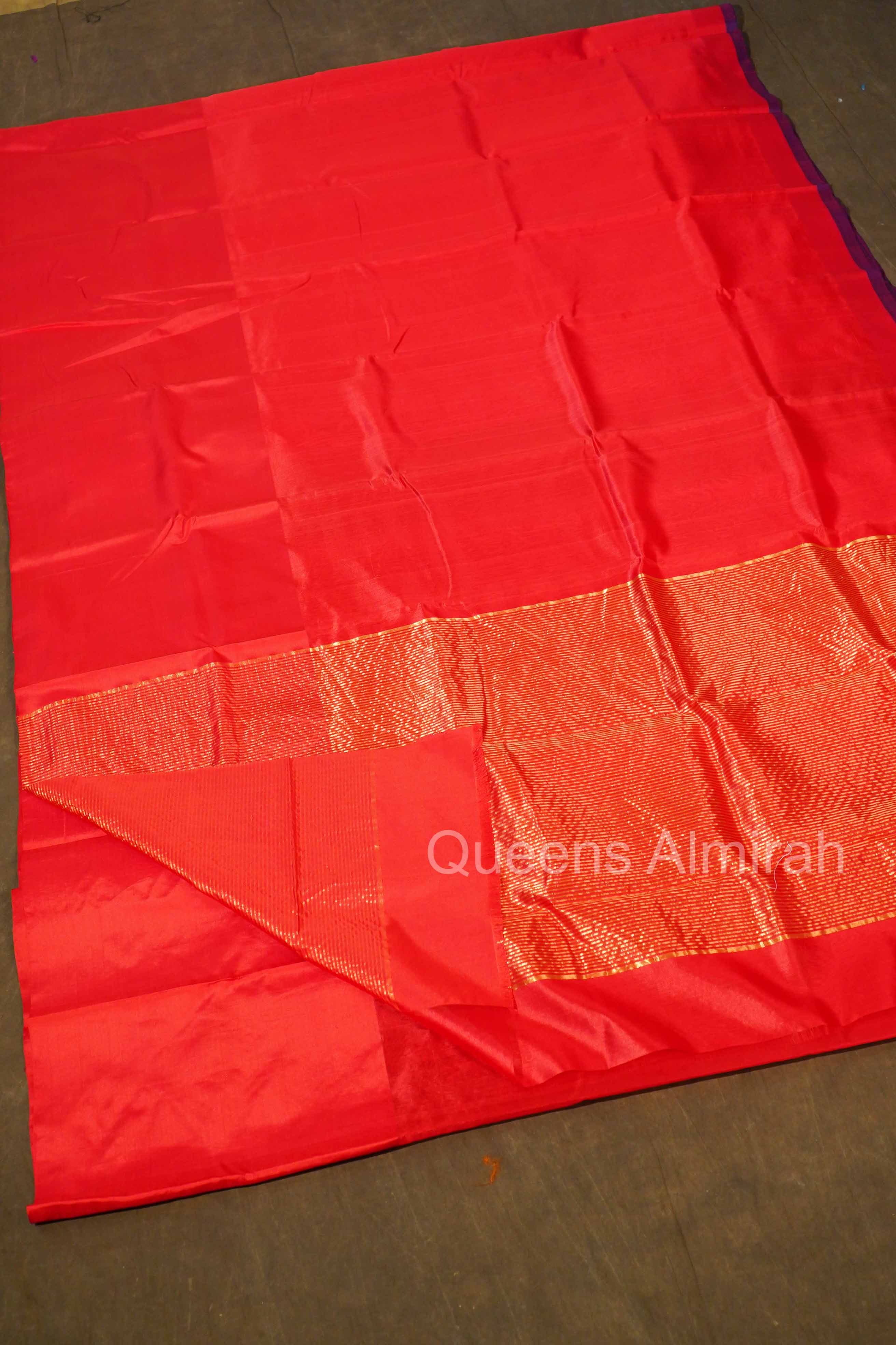 Red Chanderi Silk Saree
