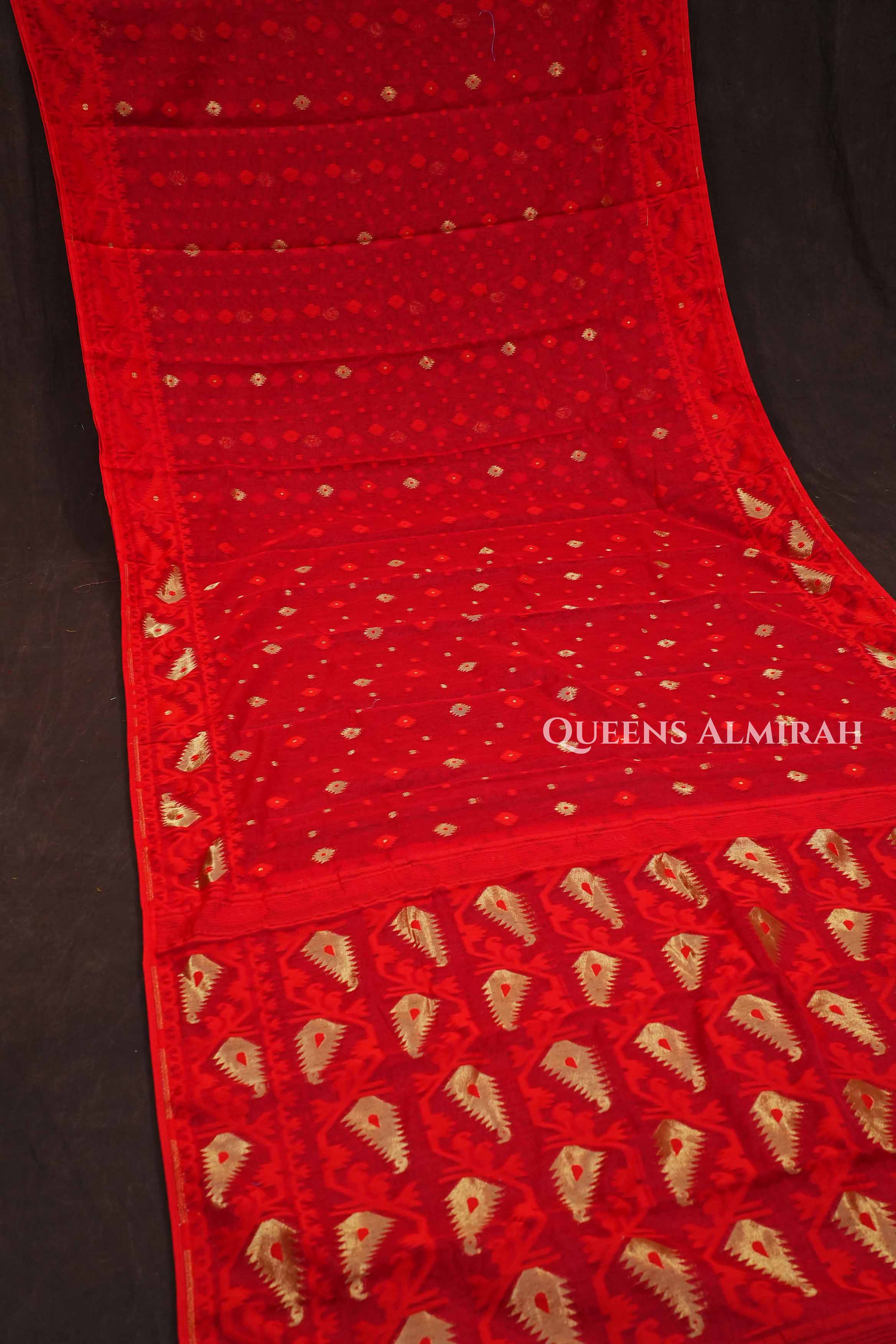 Red Jamdani Cottoon Saree