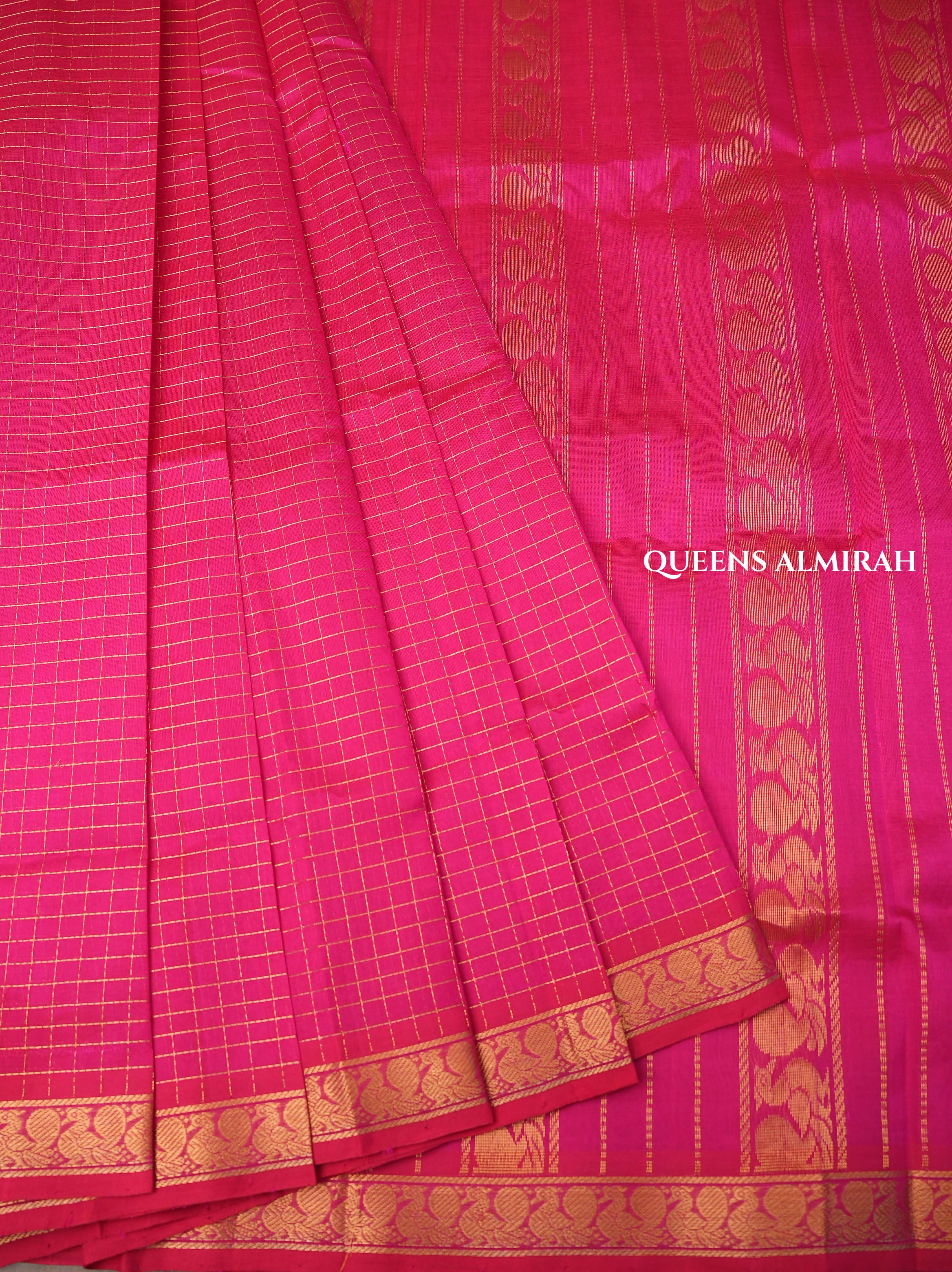 Pink Small Border Pure Silk Cotton Saree