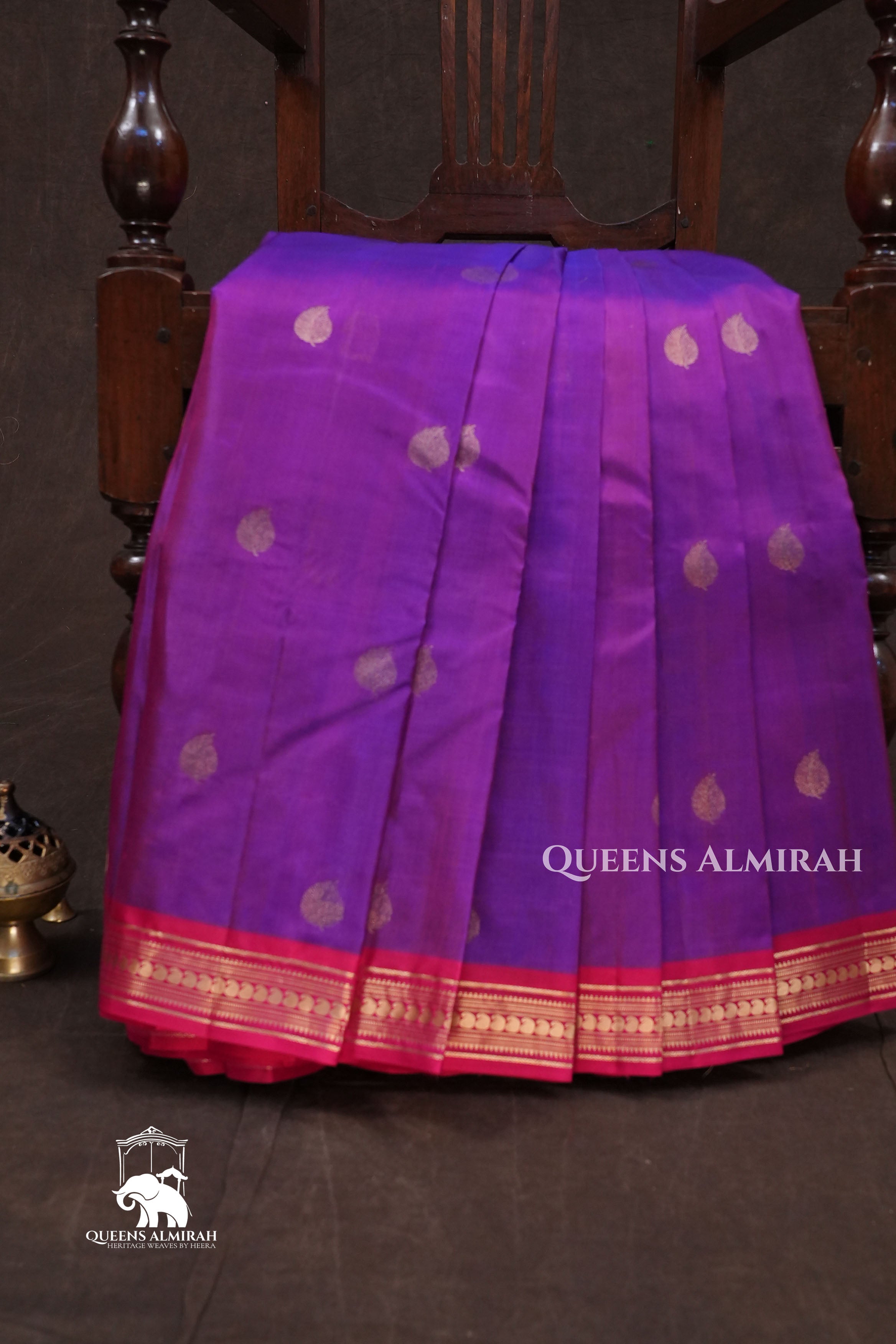 Purple With Pink Pure Kanchivaram Silk Saree