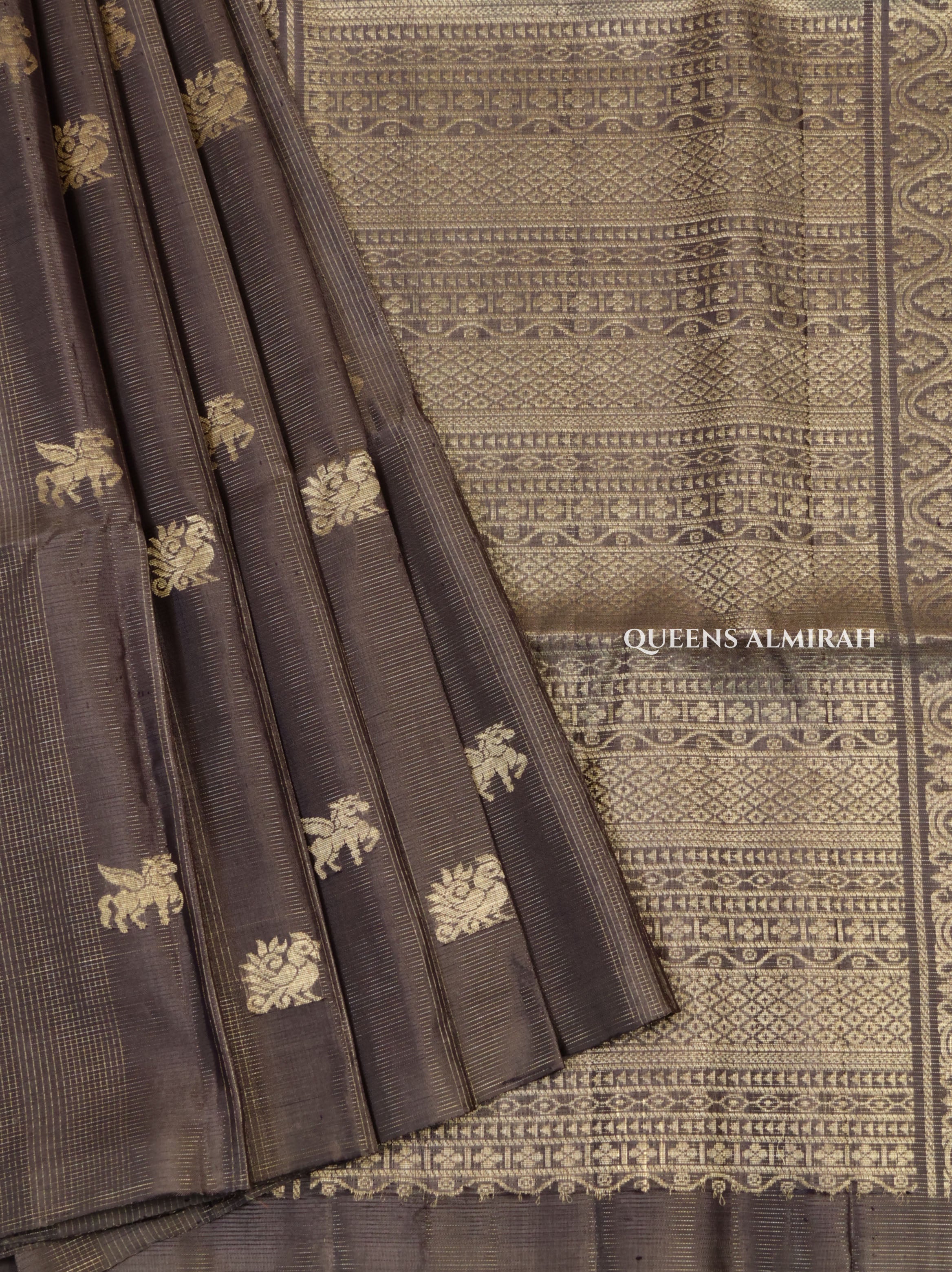 Grey Pure Soft Silk Saree