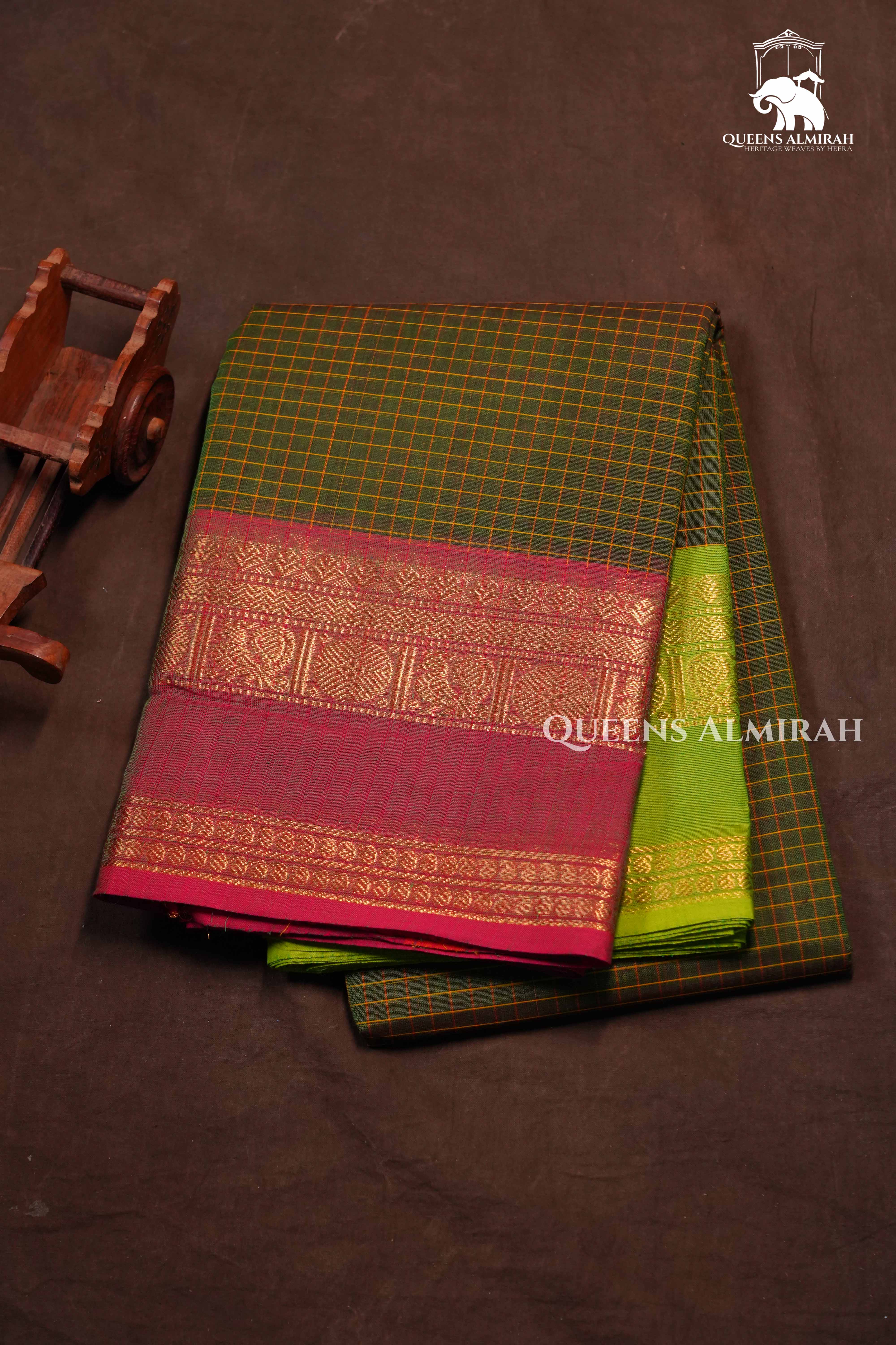Algae Green Kanchi Cotton Saree