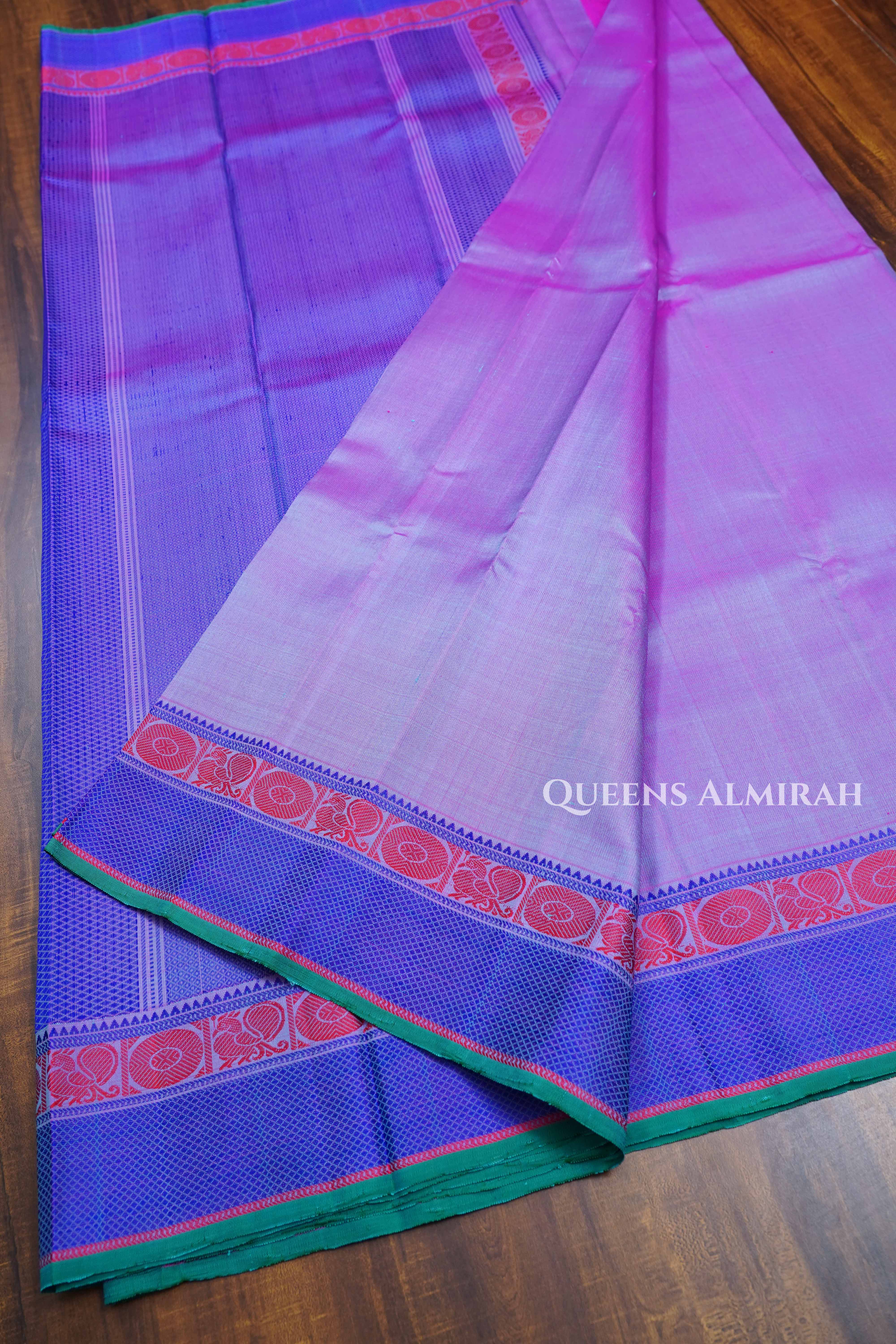 Duale Shade Of Blue Pure Kanchivaram Silk Saree