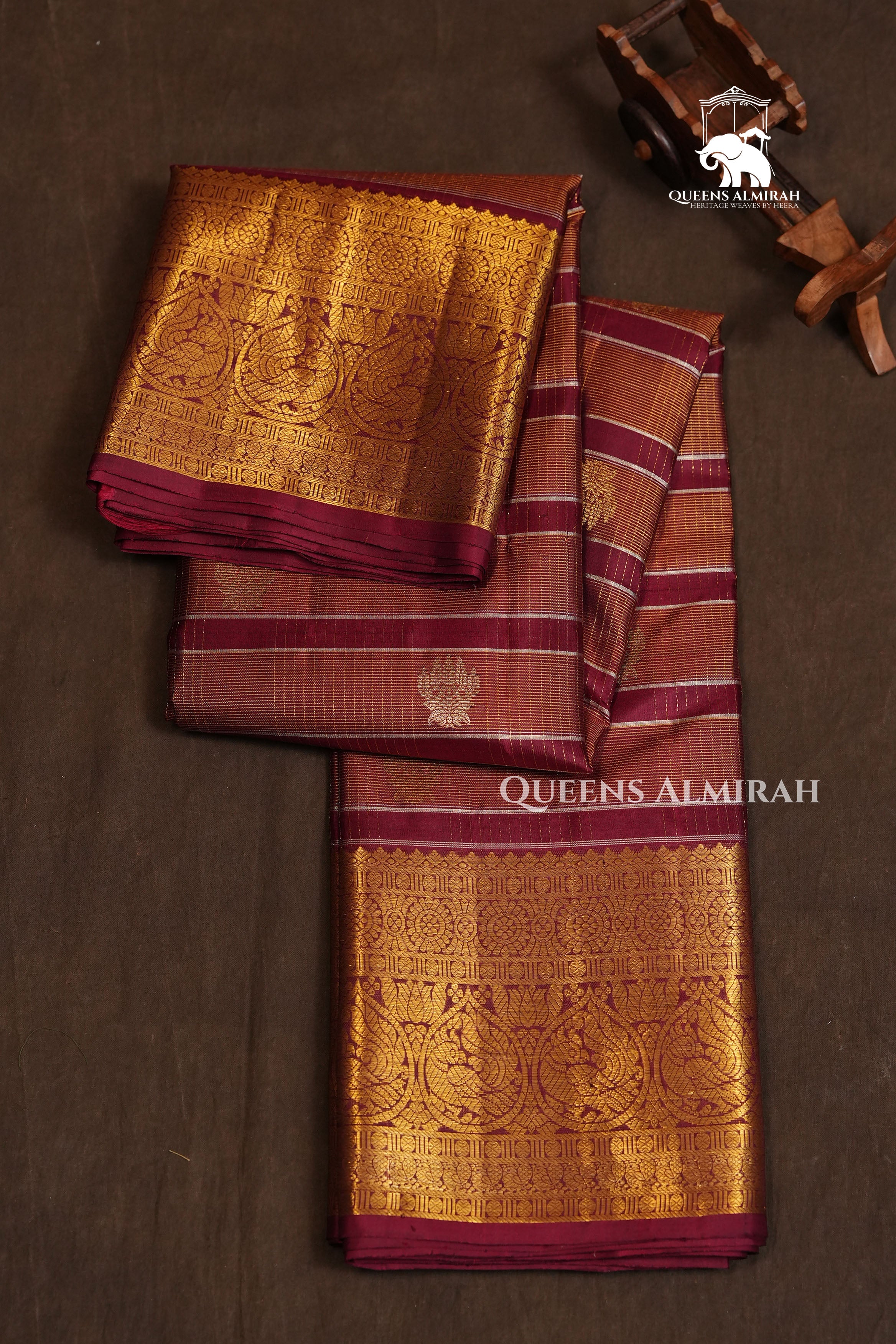 Maroon Payadi Long Border Pure Kanchivaram Silk Saree