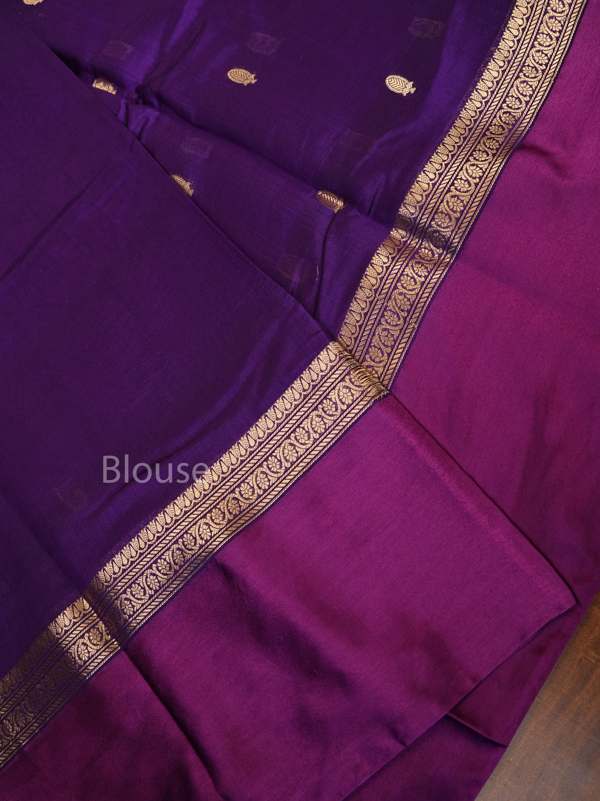 Deep Violet With Lavender Border Pure Banarasi Soft Silk Saree