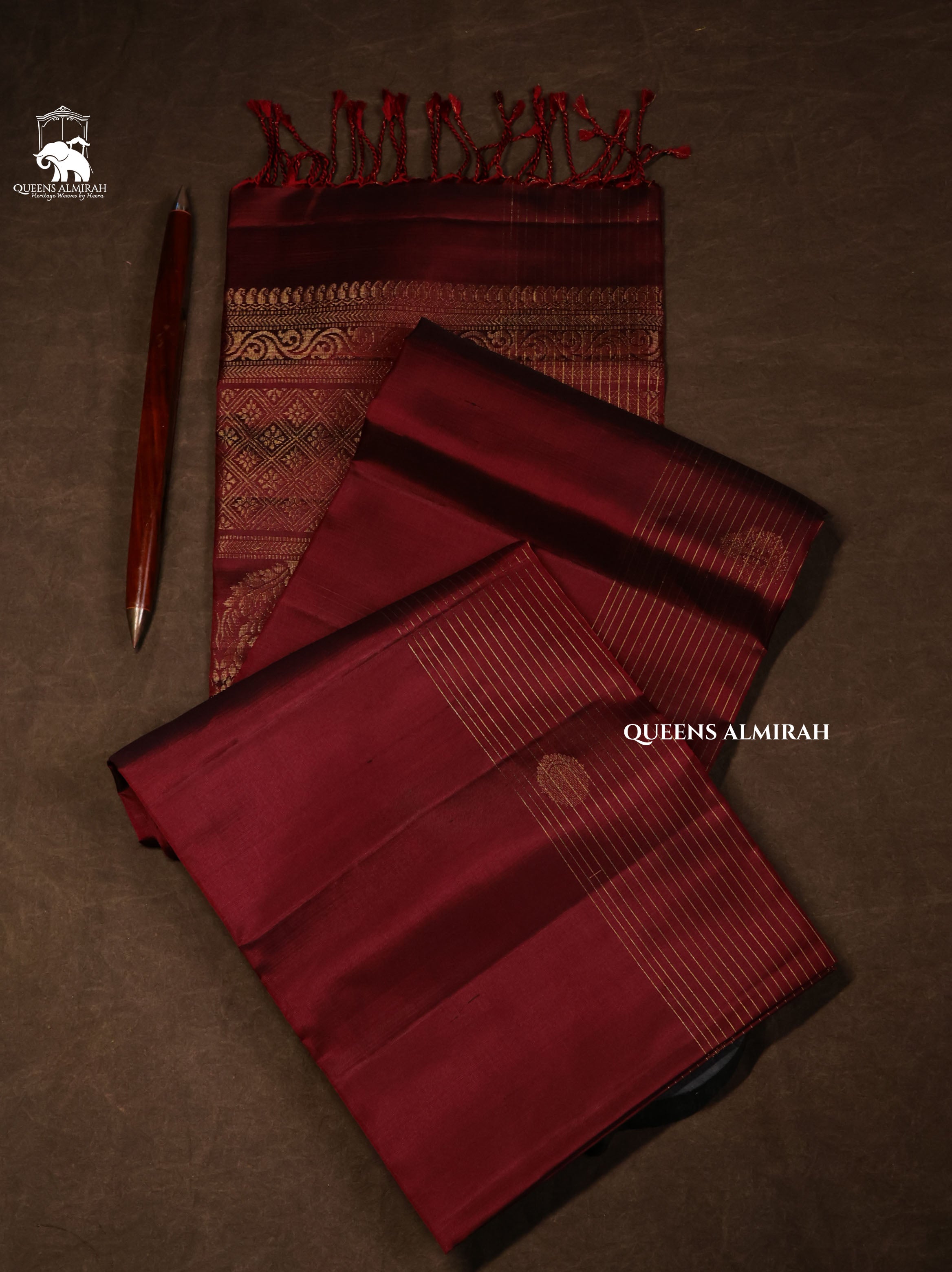 Dark Maroon Pure Soft Silk Saree