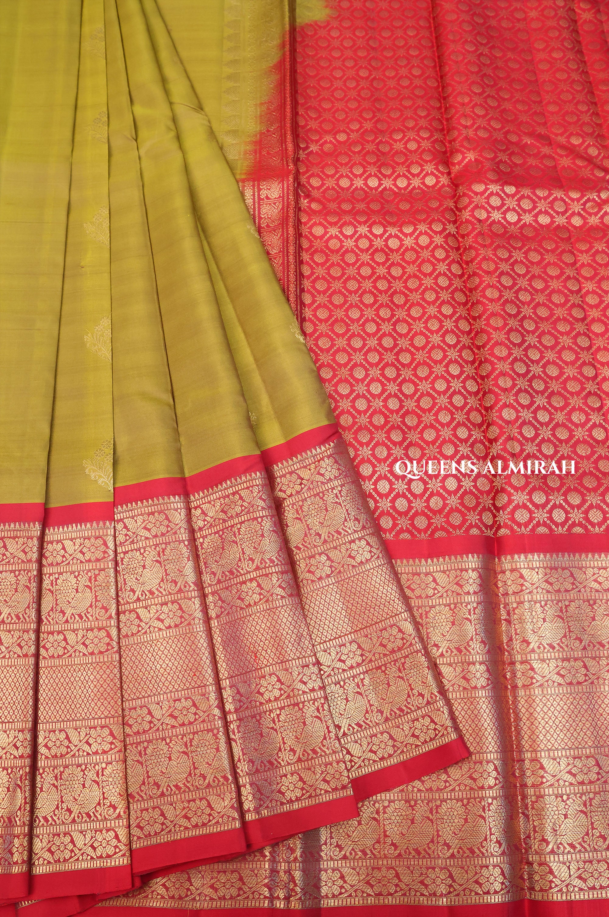 Green With Red Budget Kanchivaram Silk Saree