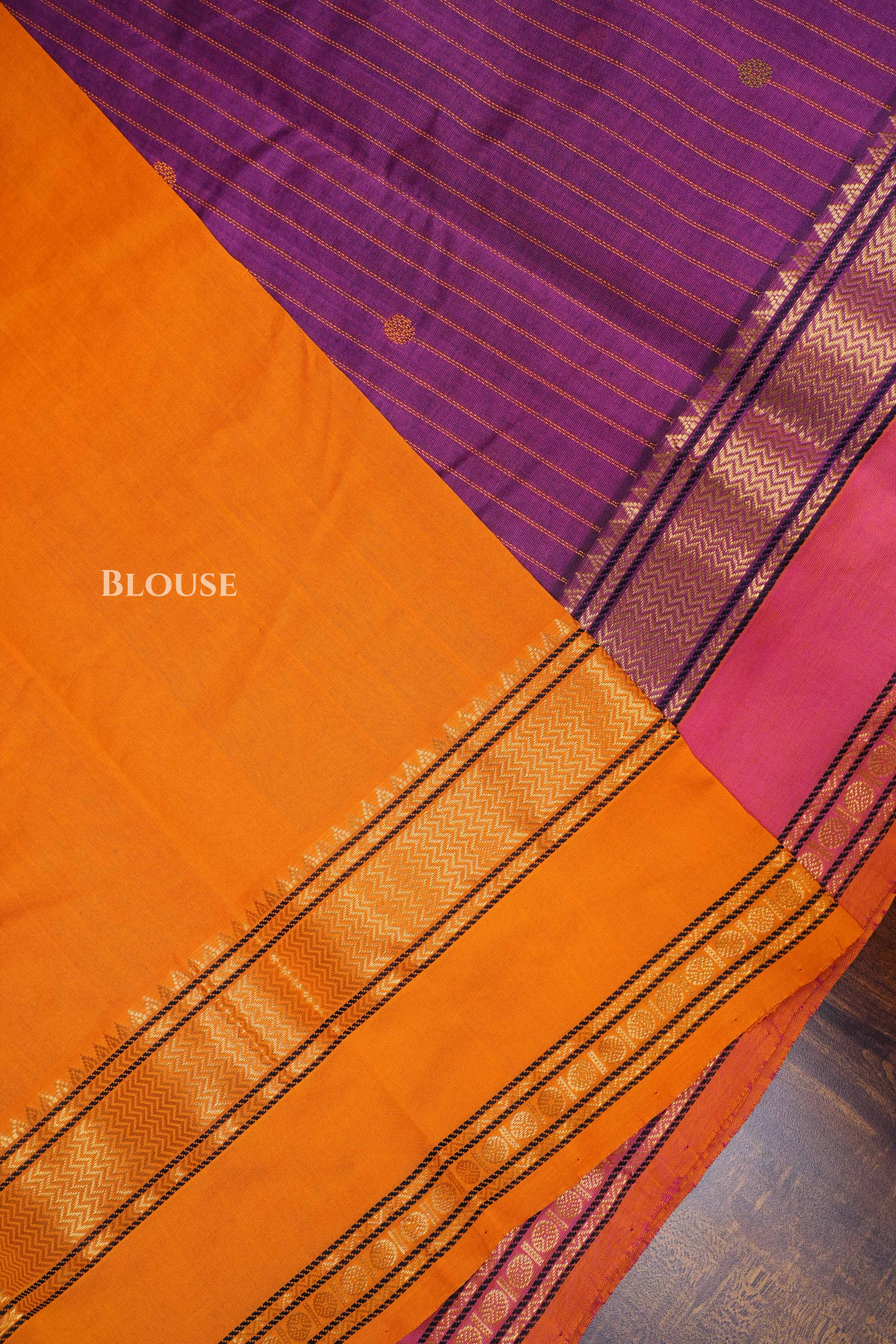 Purple With Orange Budget Silk Cotton Saree