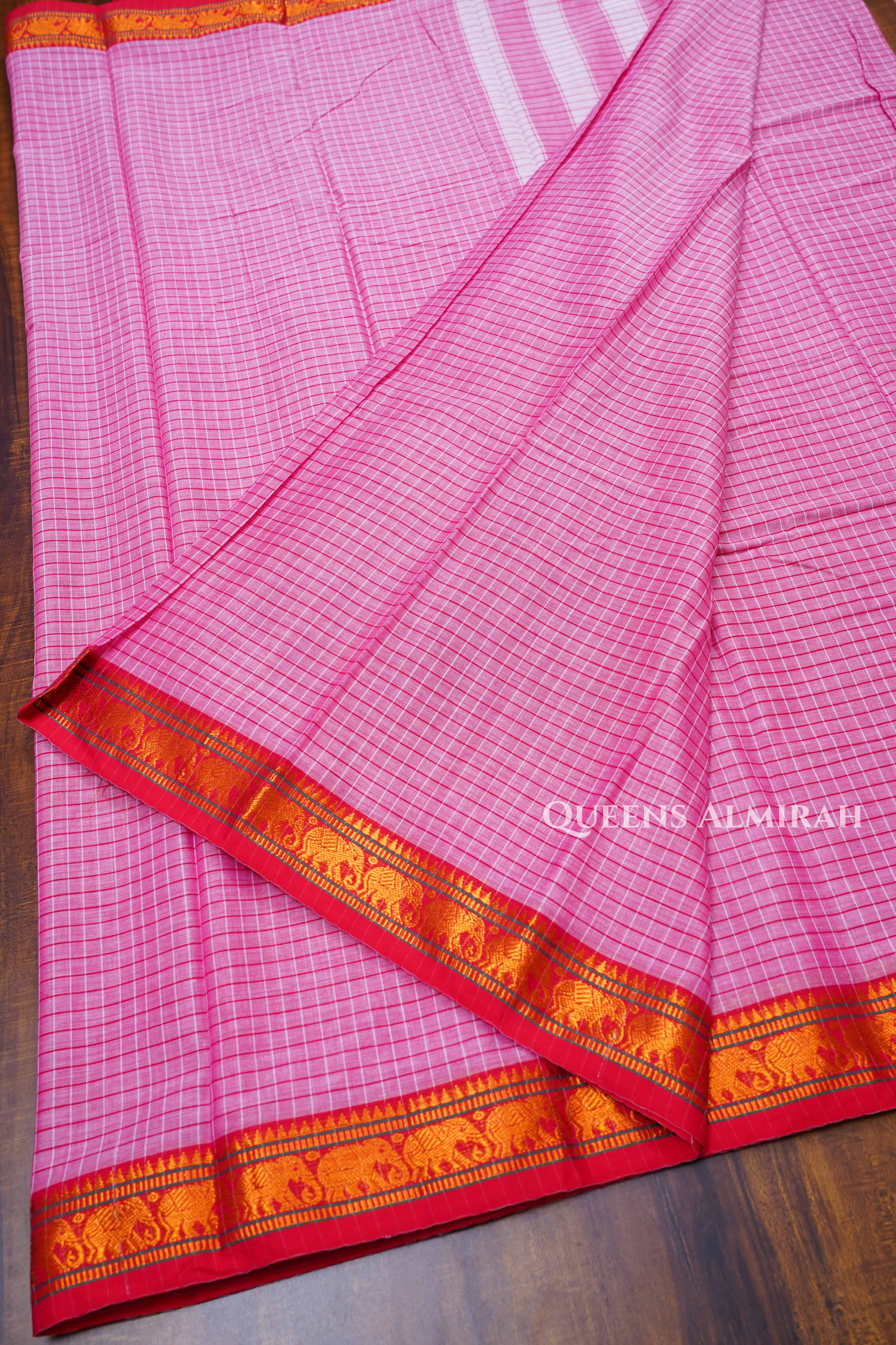 Cranberry Pink Narayanpet Cotton Saree